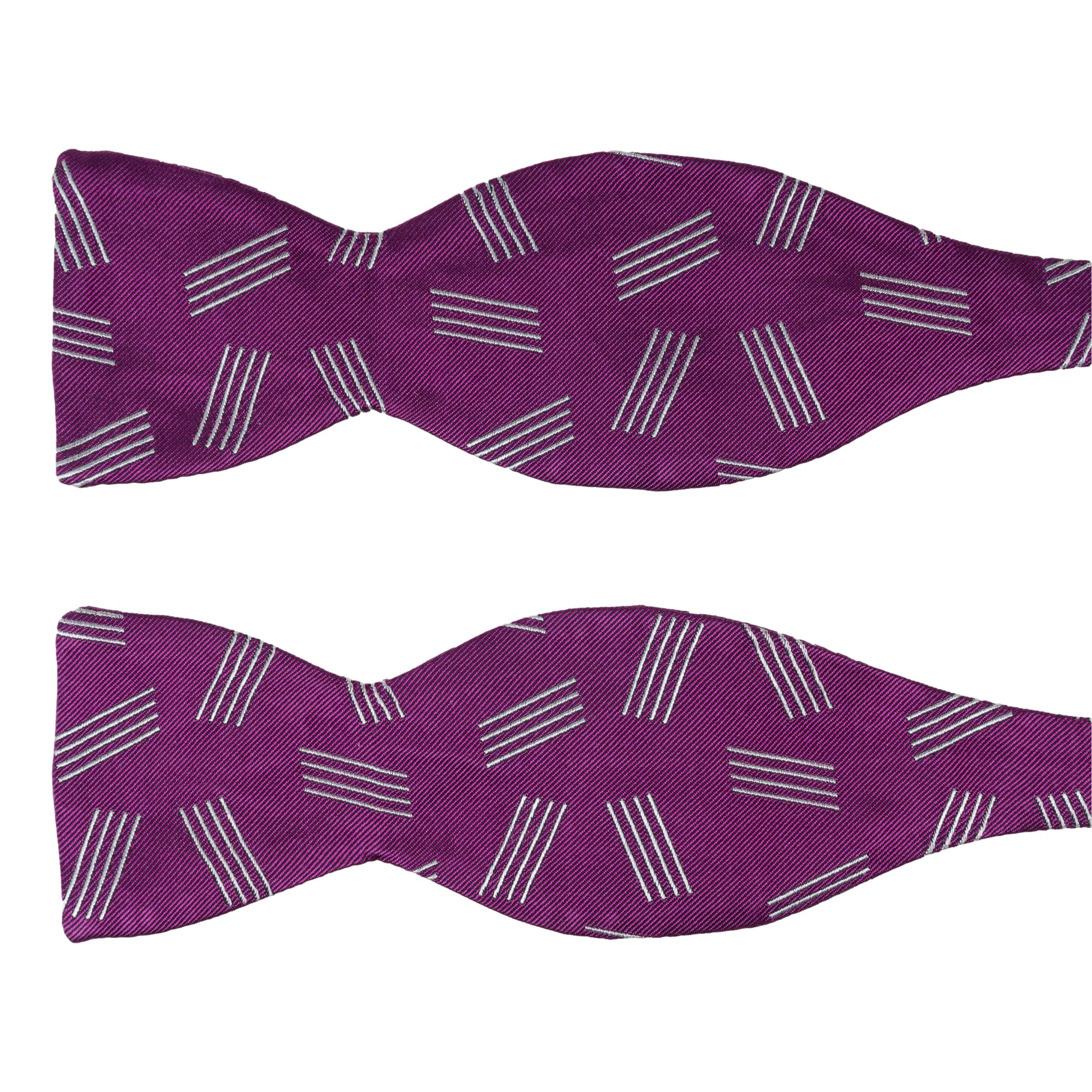 Four Lined Pattern Woven Silk Bow Tie - Image 2