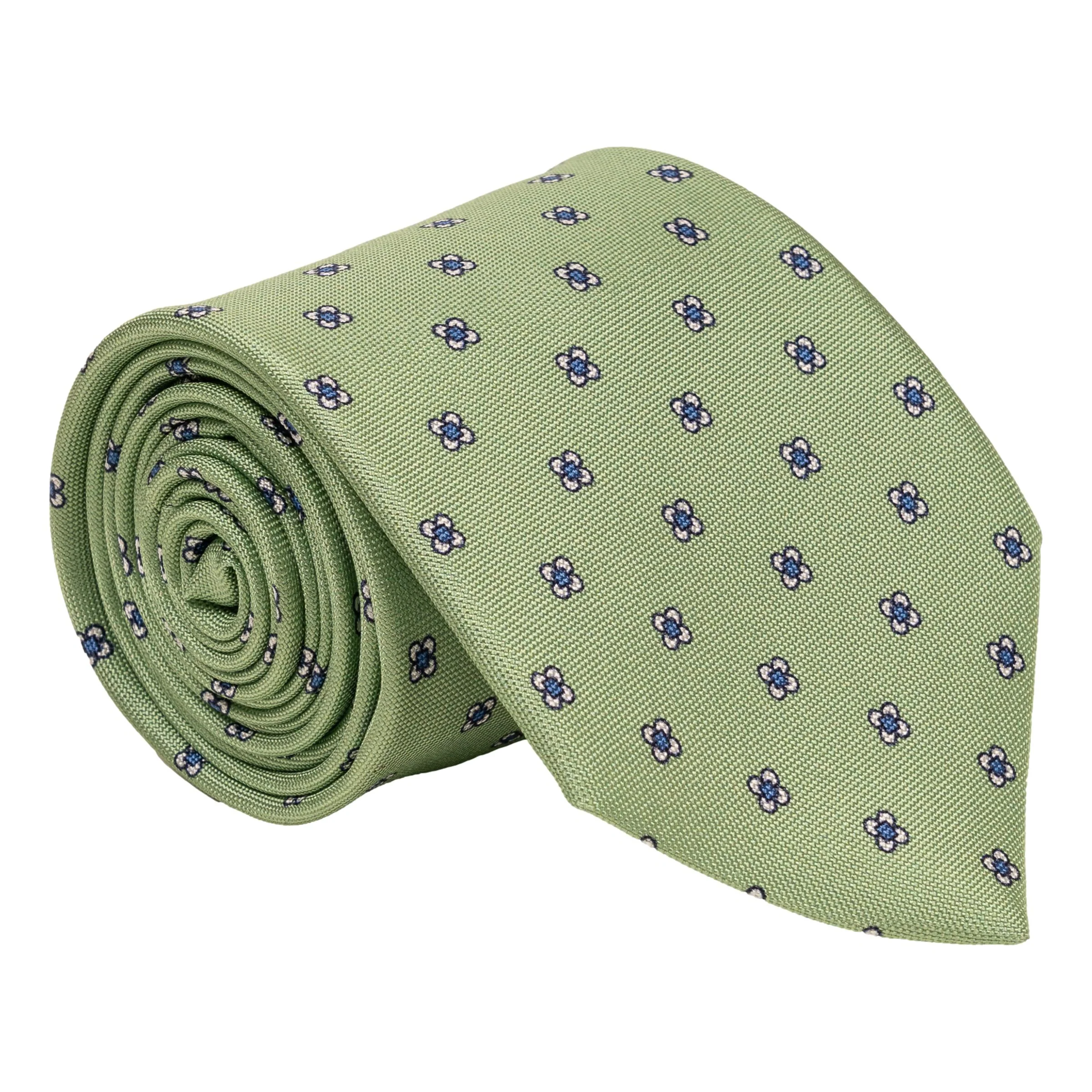 Four Petal Flower Print Silk Tie - Image 2