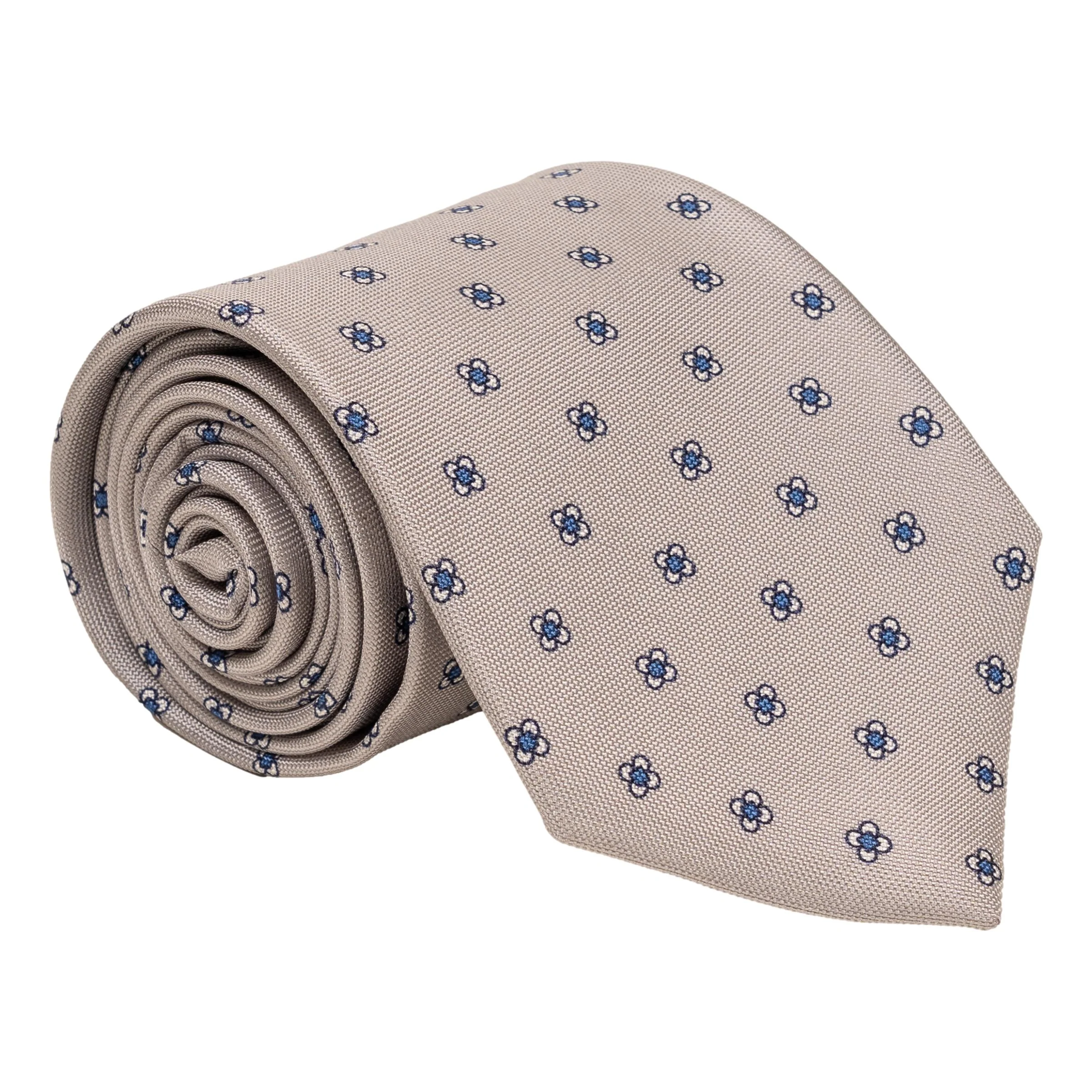 Four Petal Flower Print Silk Tie - Image 4