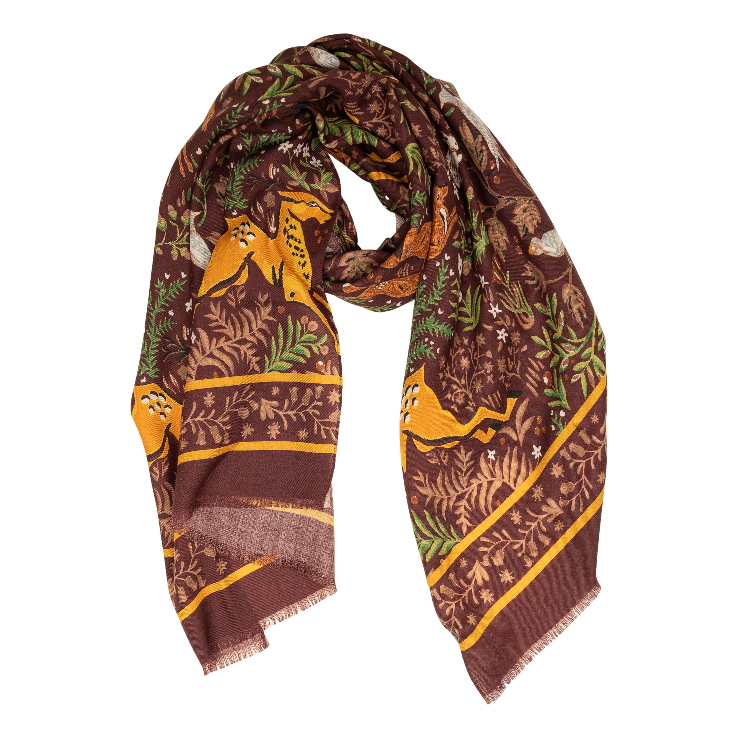 Fox, Deer, and Rabbit Wool Scarf - Image 2