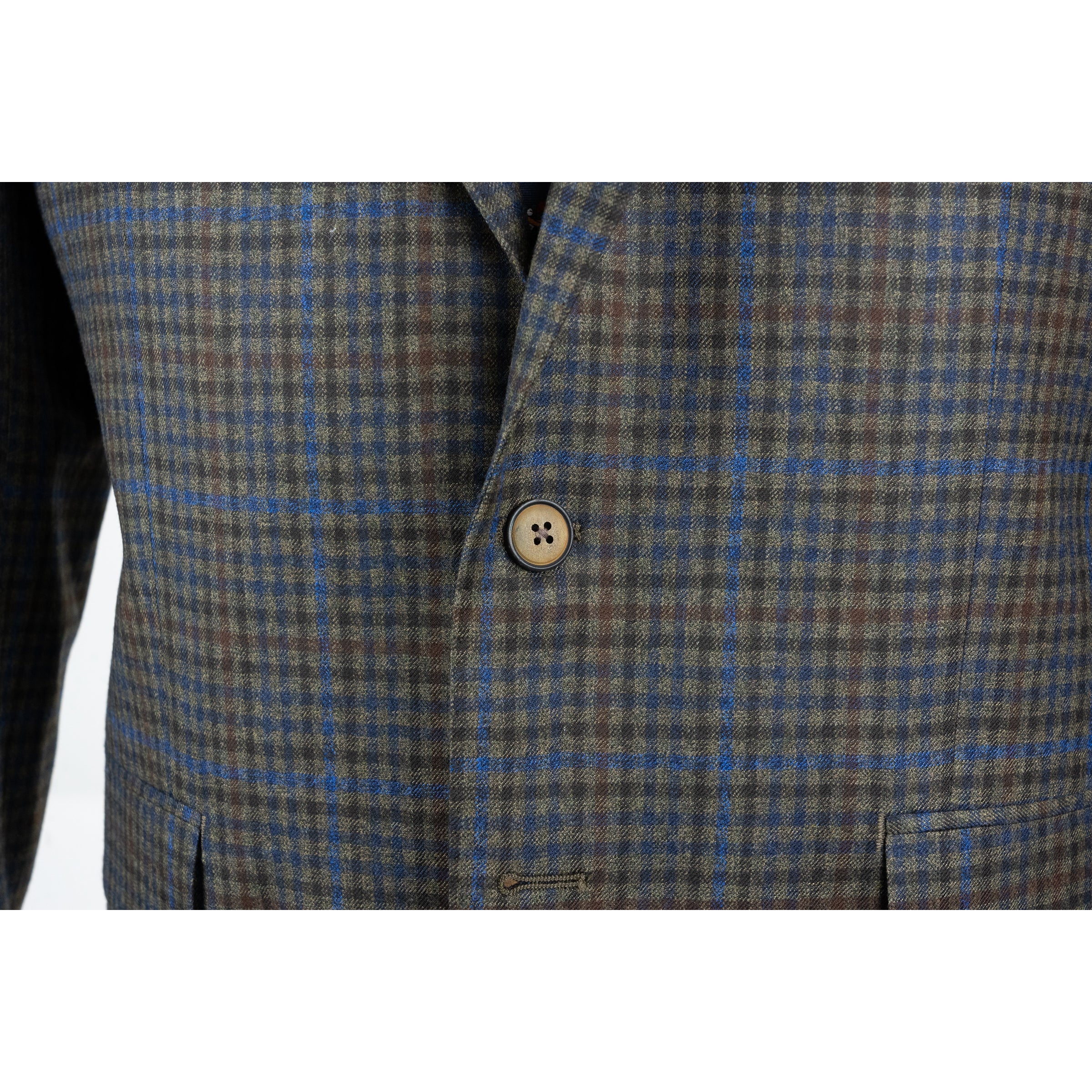 Green Multi Check Superfine Merino Wool Loro Piana Sport Coat - Image 3