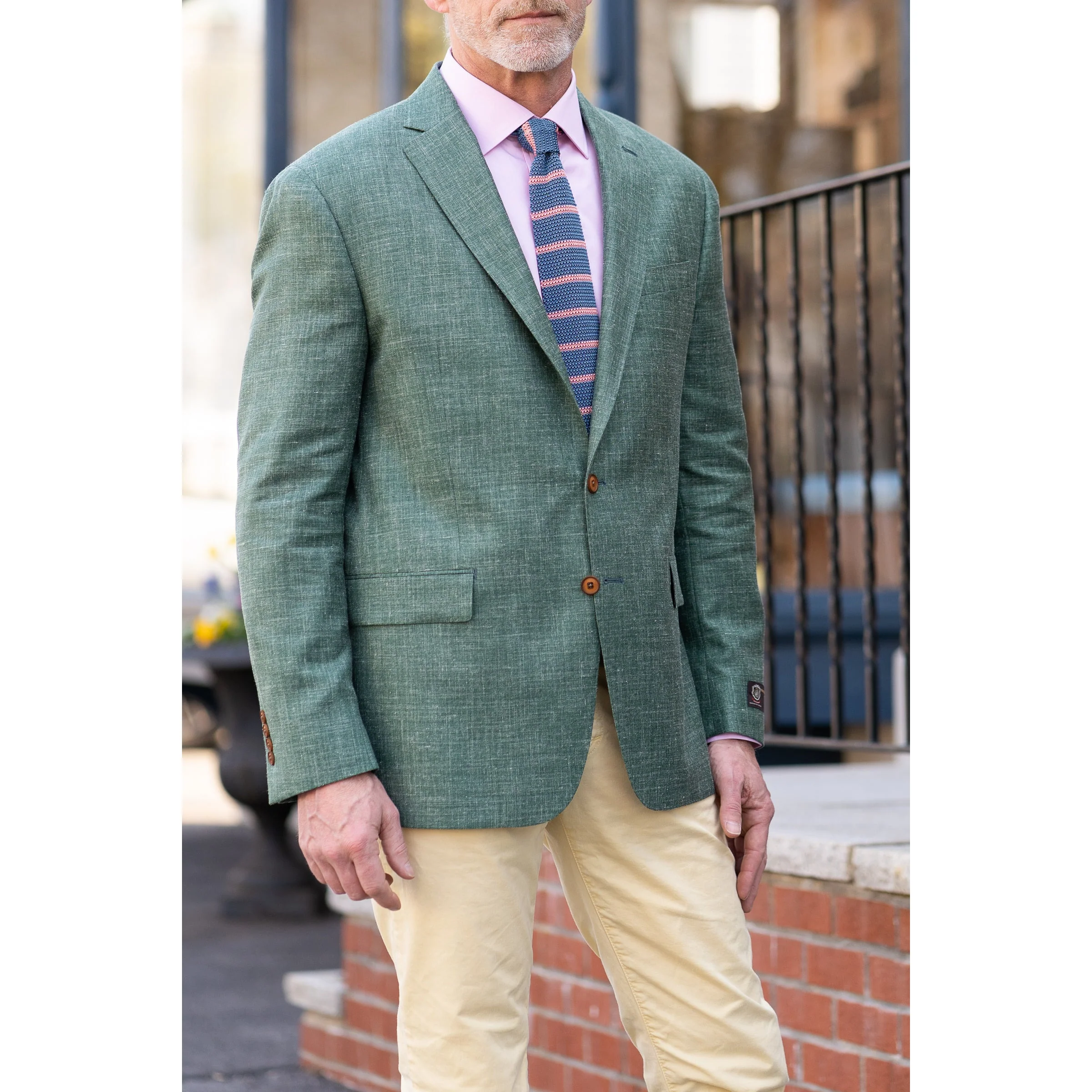 Green Wool, Silk, and Linen Fratelli Tallia Di Delfino - Image 2