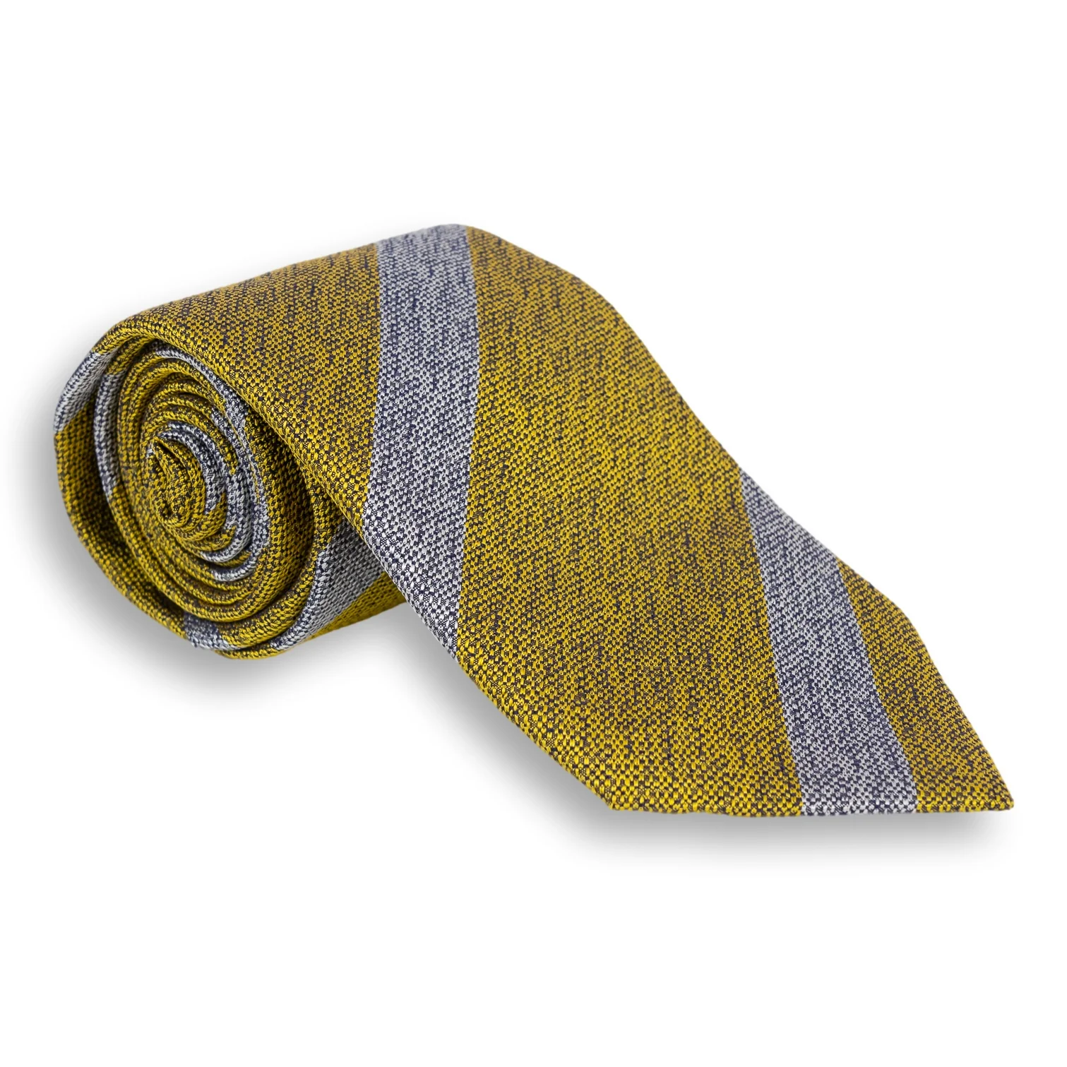 Basket Weave Stripe Silk Woven Tie - Image 4