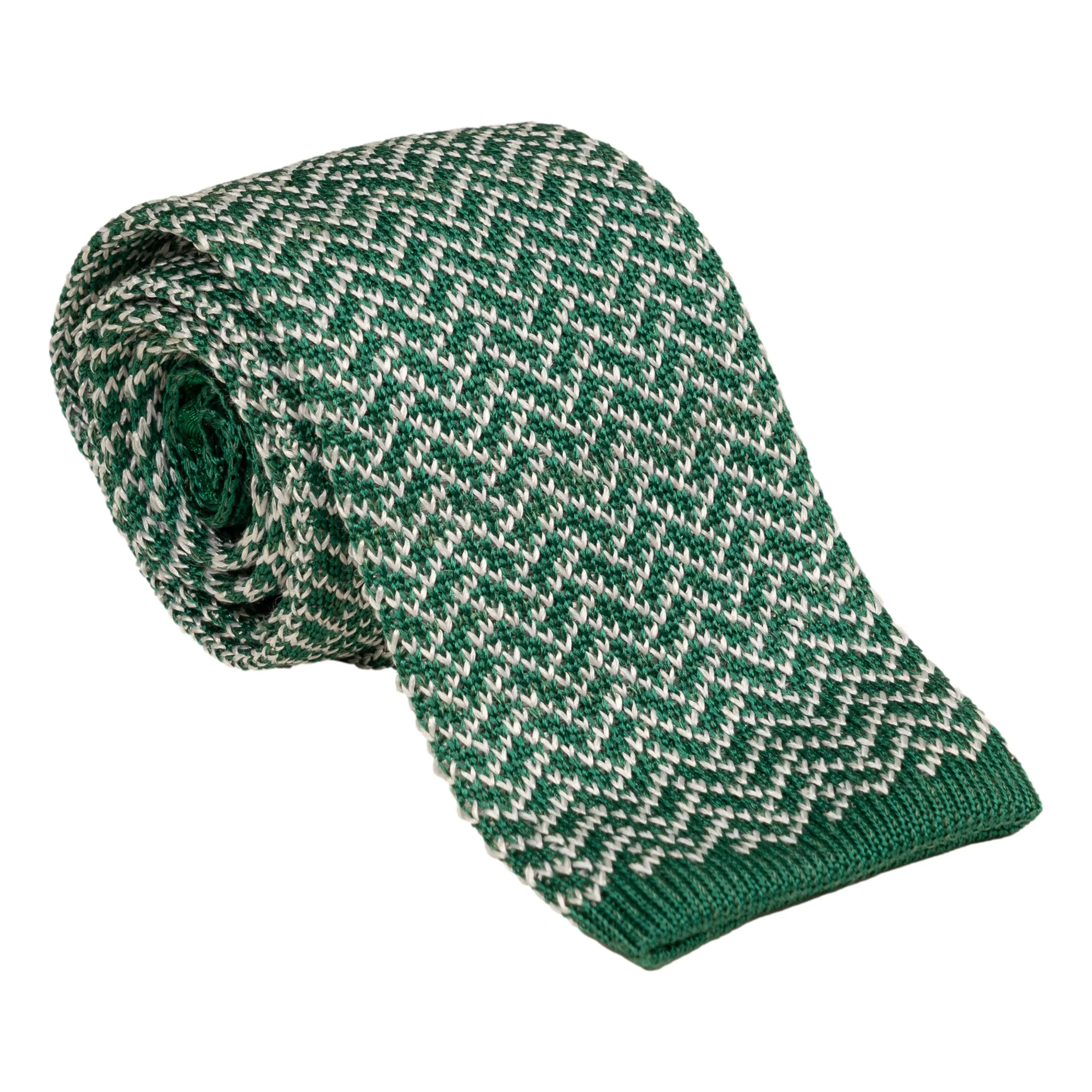 Herringbone Silk and Linen Knitted Tie - Image 2