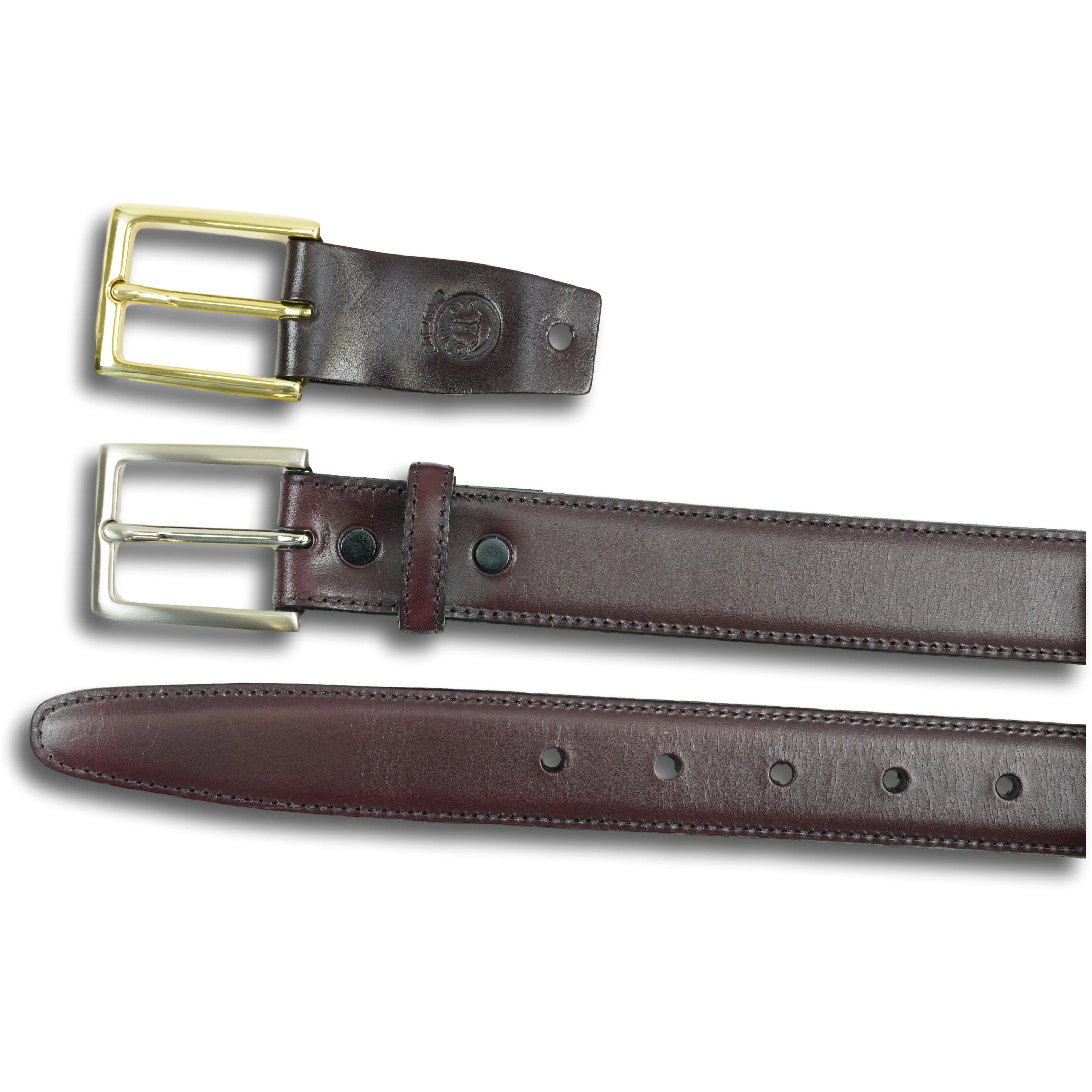 Kipskin Belt with Brass and Nickle Interchangeable Buckles - Image 2