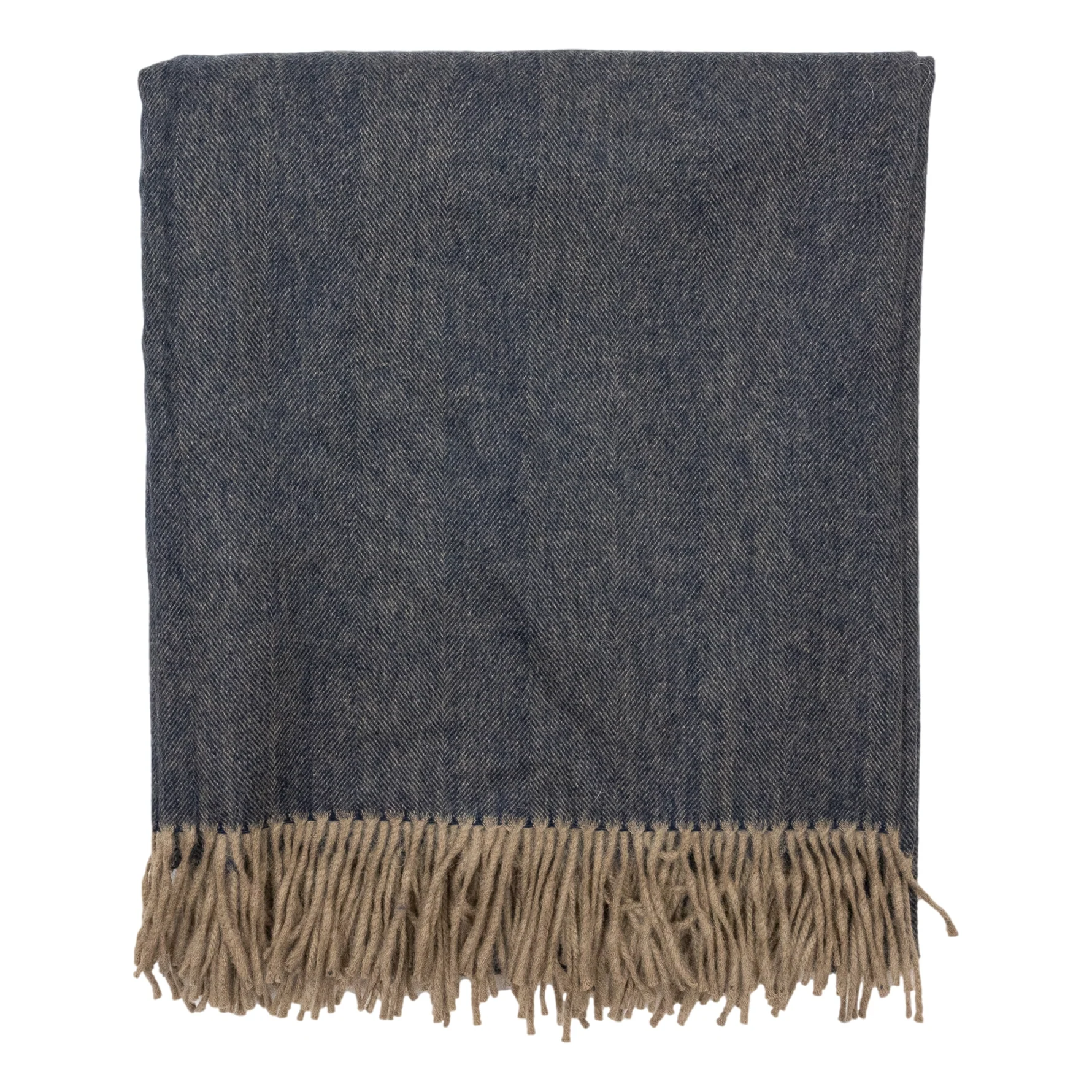 Lambswool and Angora Herringbone Pattern Blanket - Image 5