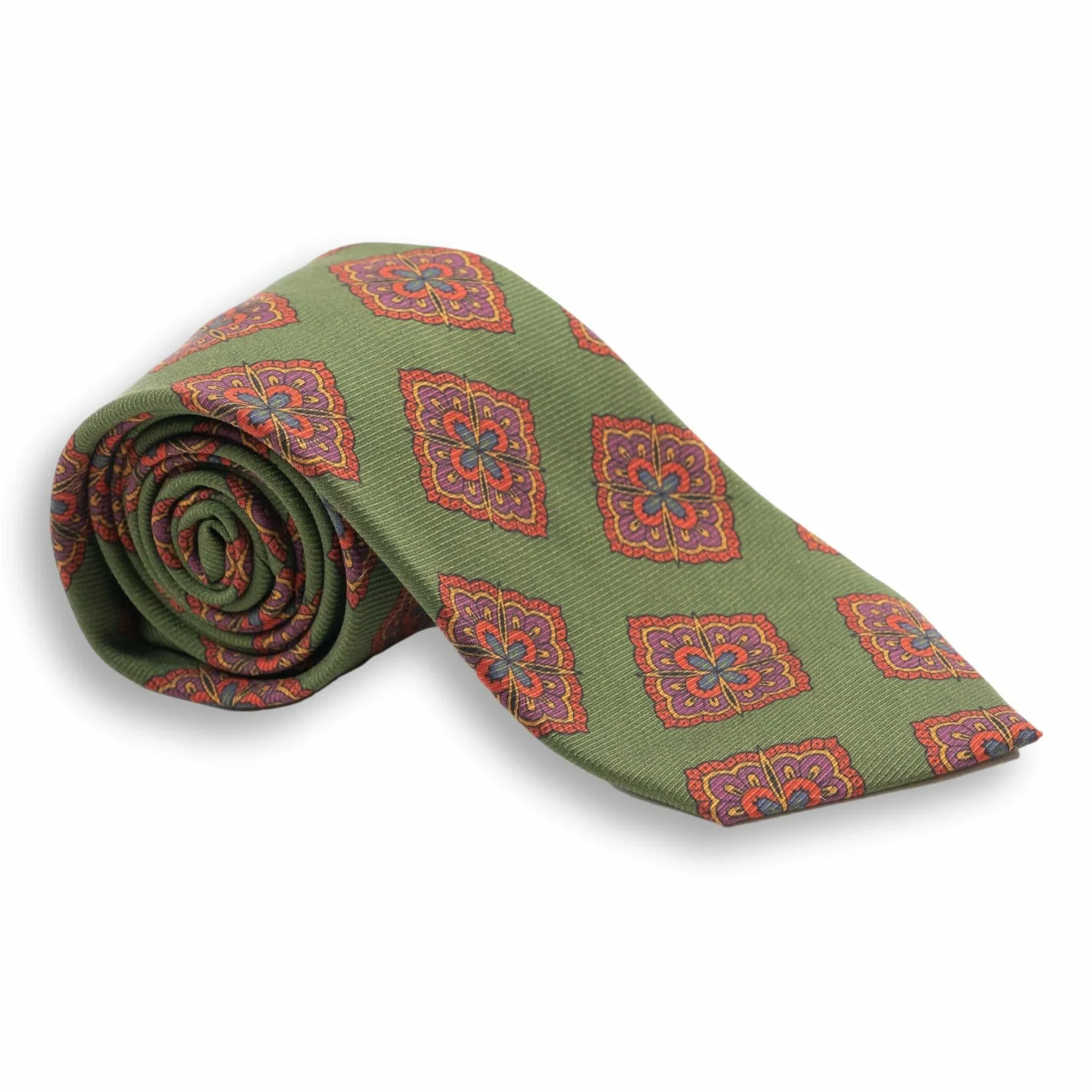 Large Abstract Diamond Medallion Silk Tie - Image 2
