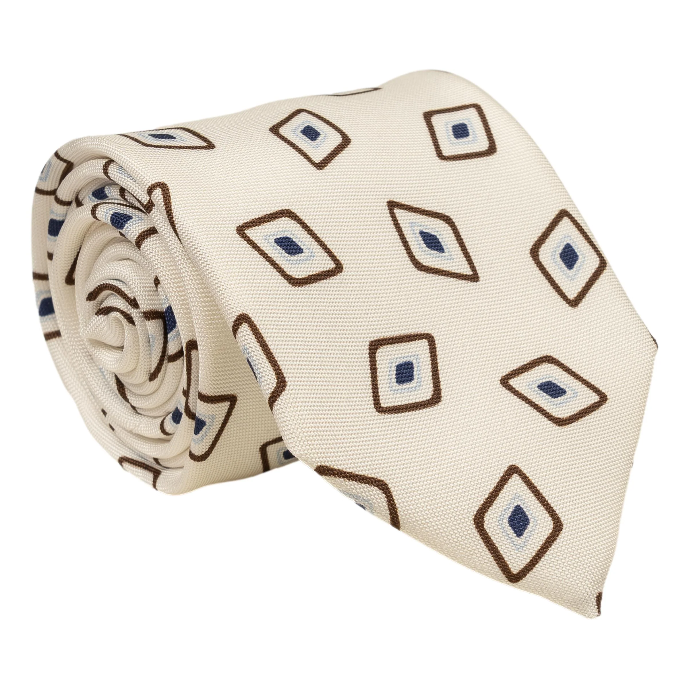 Large Diamond Bullseye Patterned Silk Tie - Image 2