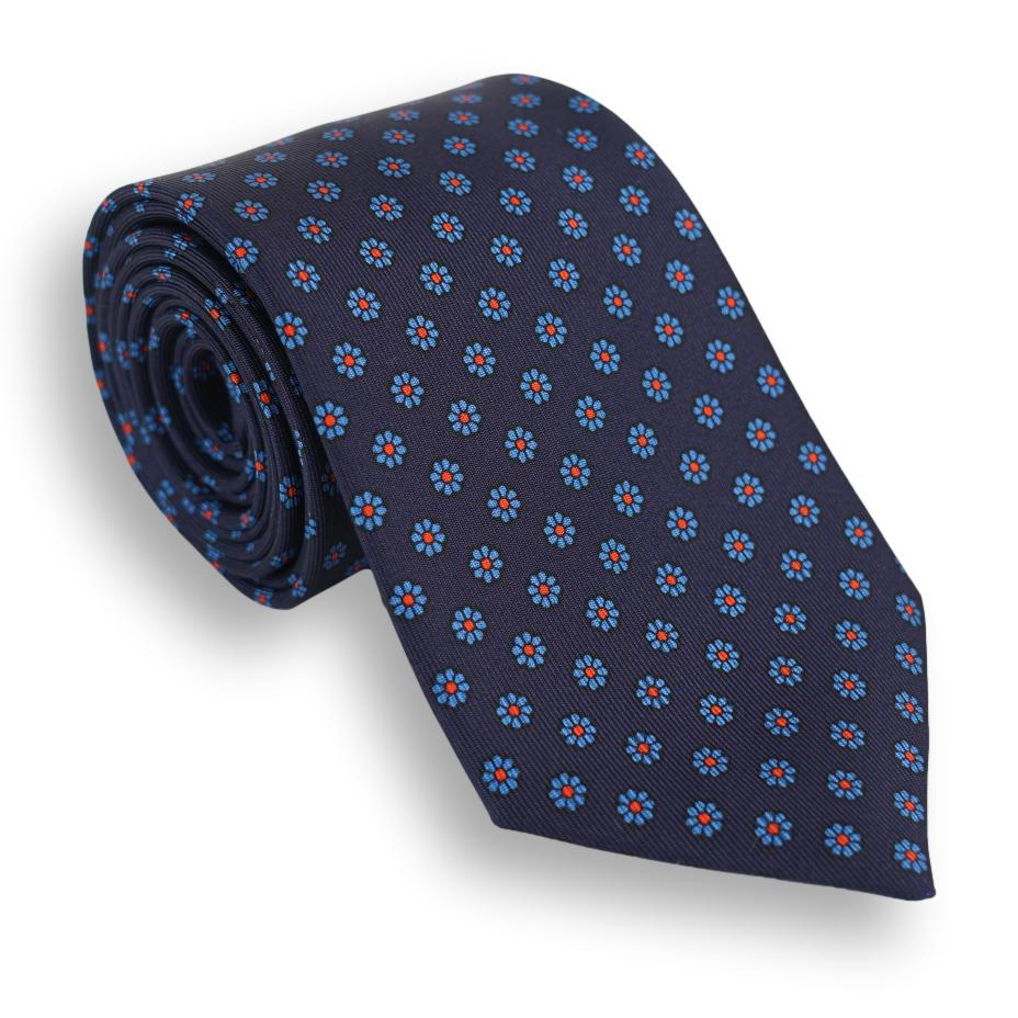 Large Flower Motif Silk Tie - Image 3