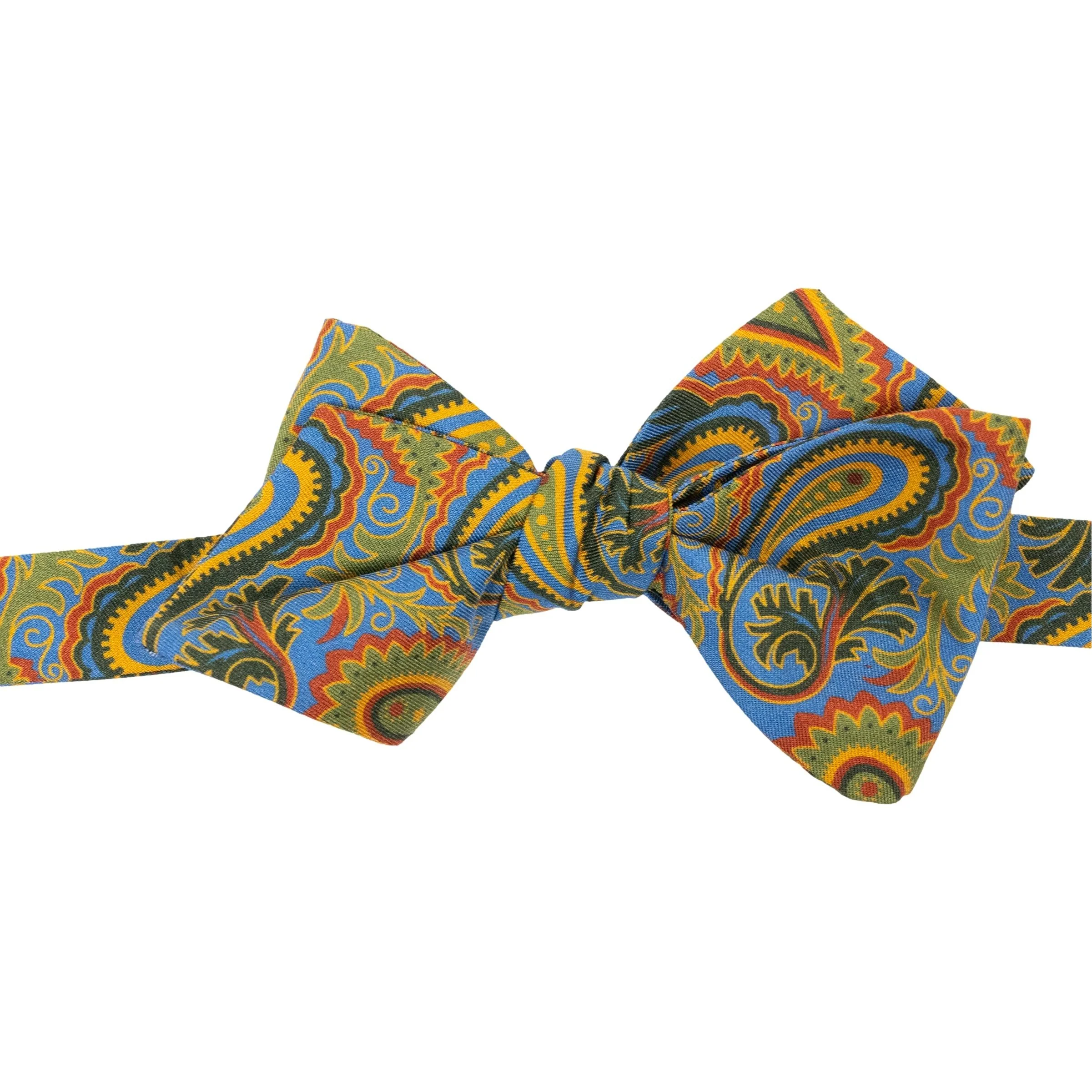 Large Paisley Print Silk Pointed End Bow Tie - Image 2