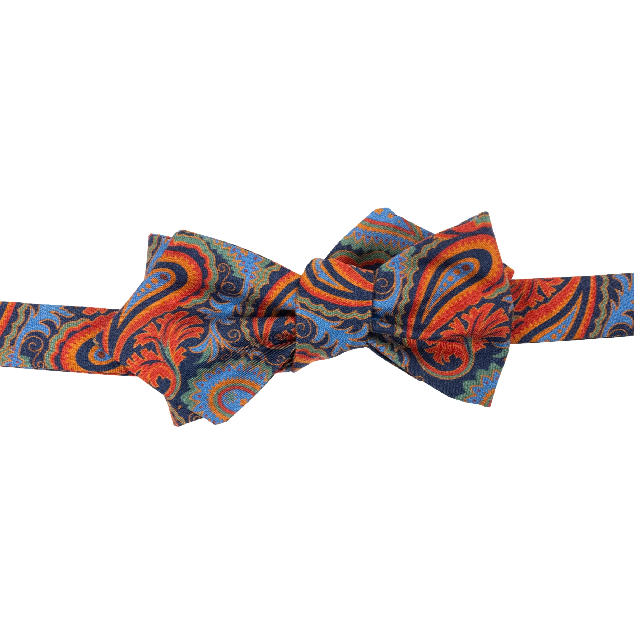 Large Paisley Print Silk Pointed End Bow Tie - Image 3