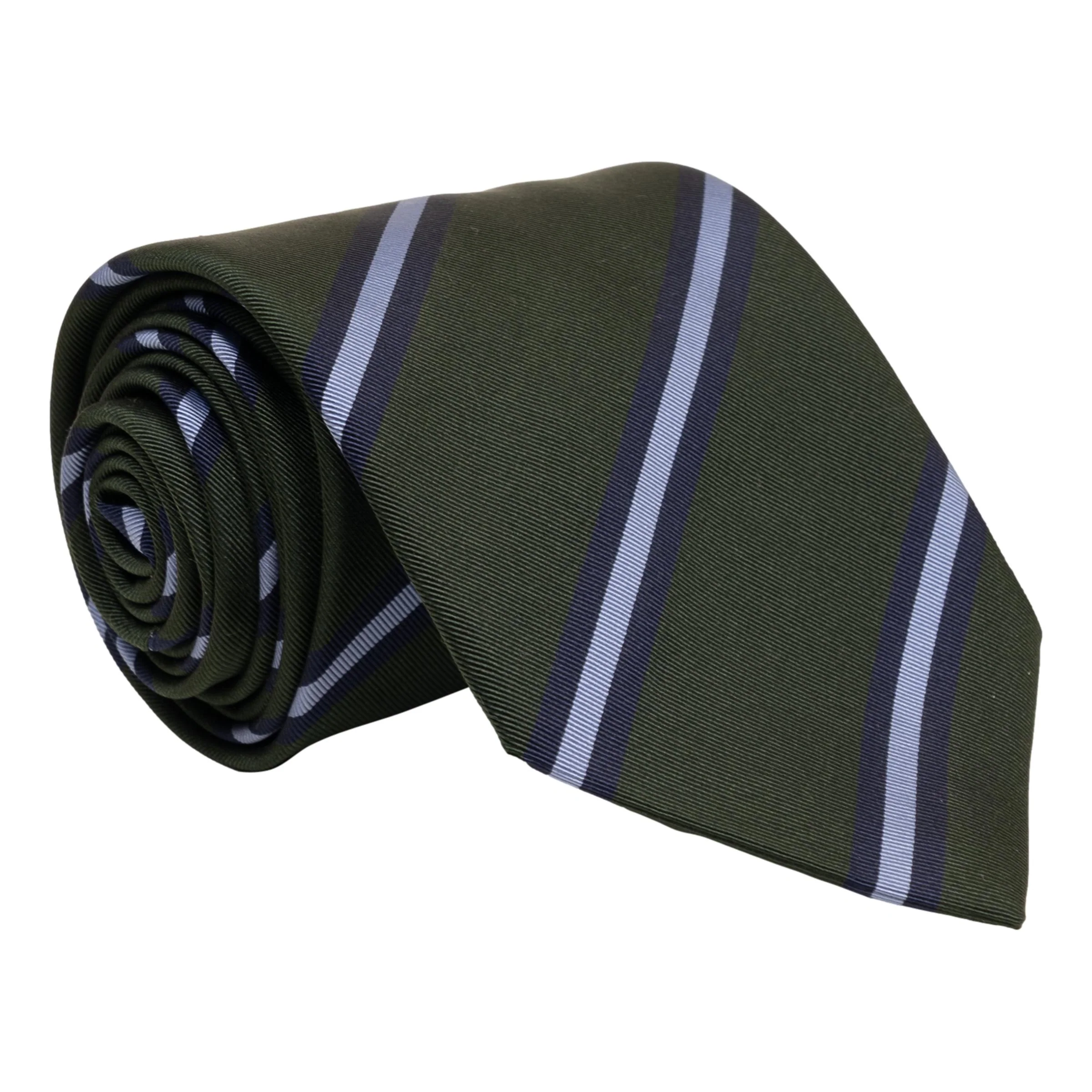 Light Blue and Navy Repp Stripe Silk Tie - Image 3