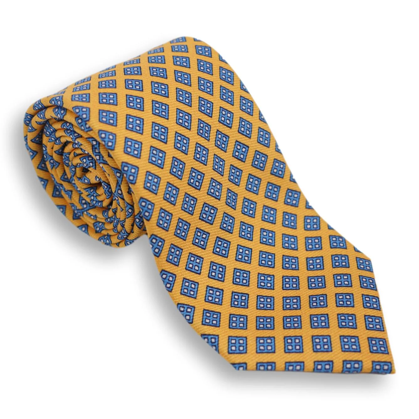 Light Blue Diamond with White Diamonds Motif Silk Tie - Image 2