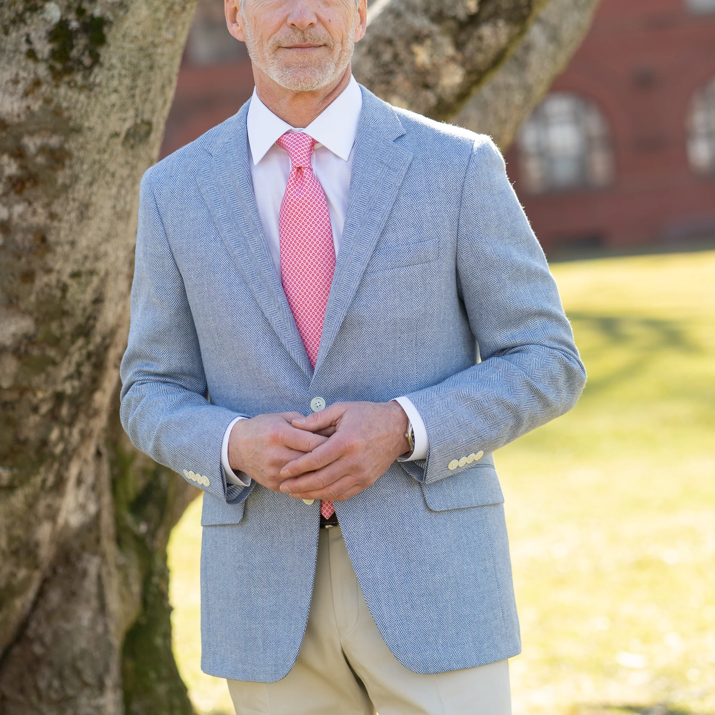 Light Blue Wool and Linen Herringbone Sport Coat - Image 2