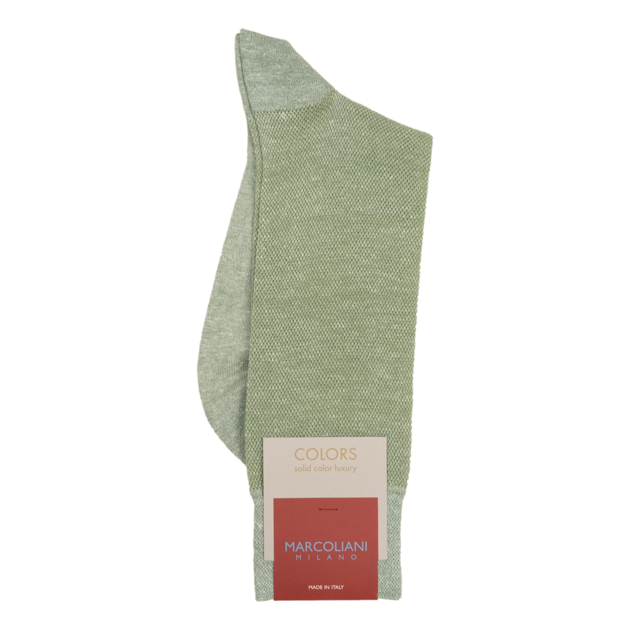 Linen Cotton Blend Piqué Mid-Calf Dress Socks - Image 3