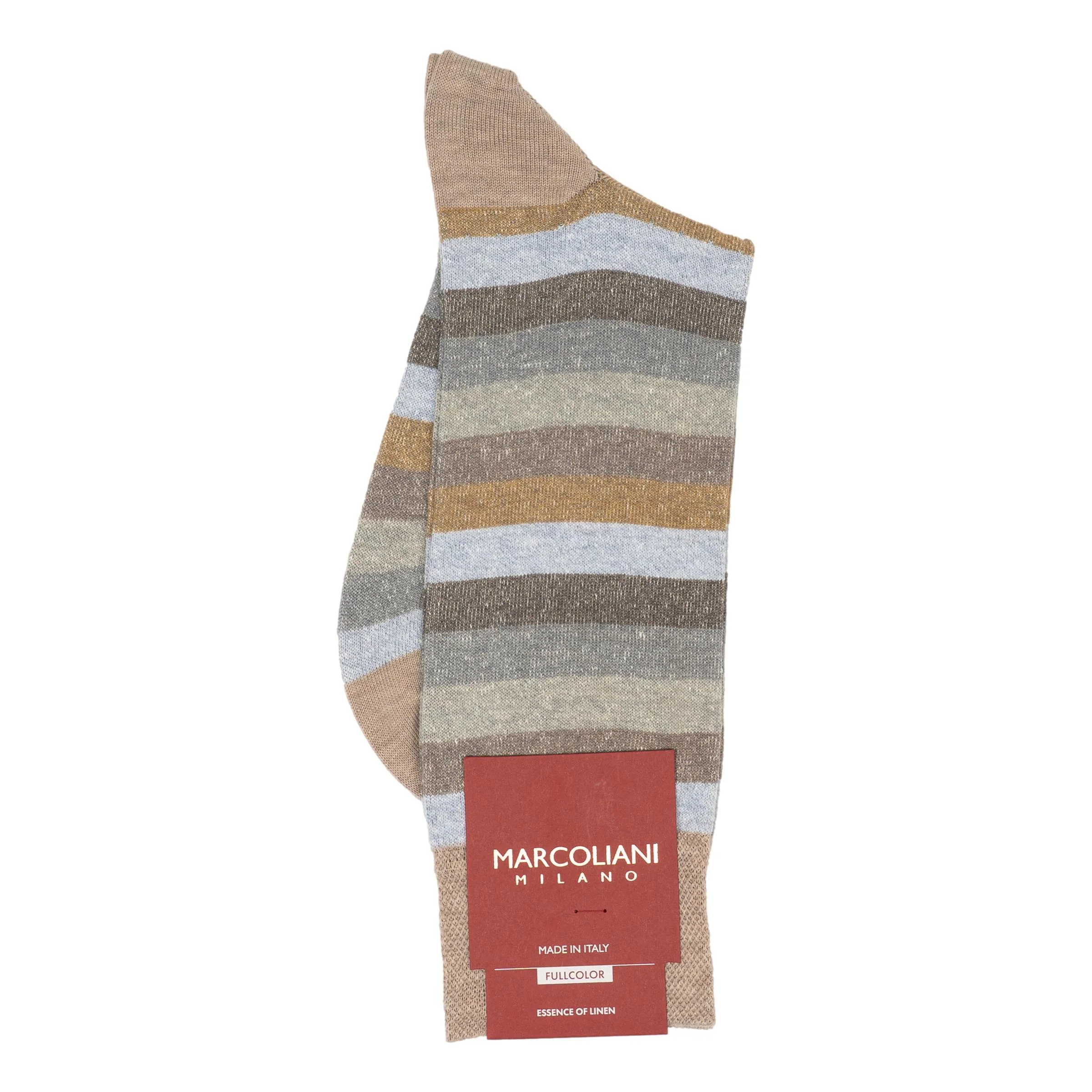 Linen Cotton Blend Tonal Stripe Mid-Calf Dress Socks - Image 3