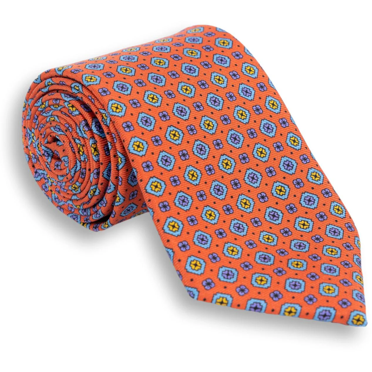 Medallion and Flower Motif Motif Silk Tie - Image 2