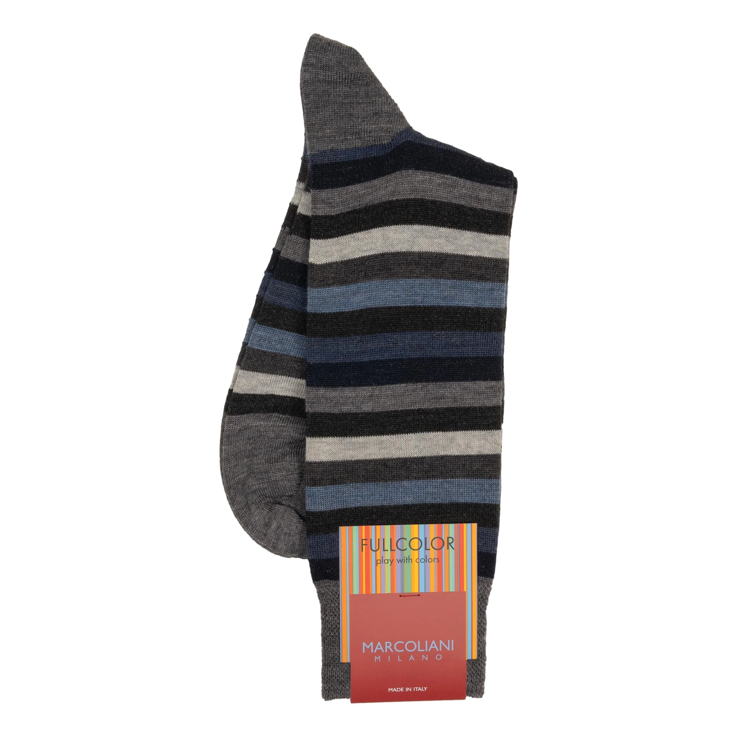 Merino Wool Rainbow Stripe Mid-Calf Dress Socks - Image 2