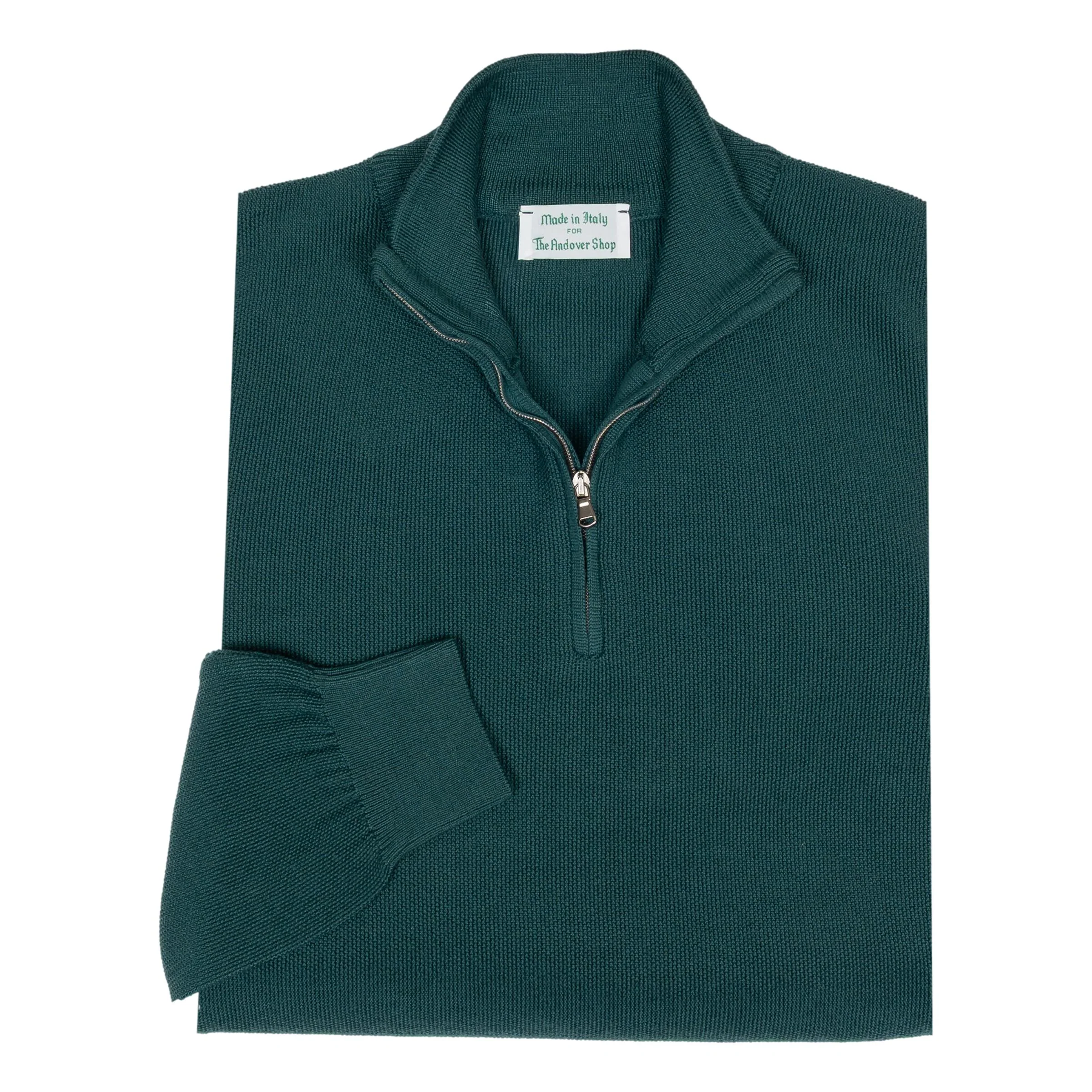 Merino Wool Rice Stitch Quarter Zip Sweater - Image 2