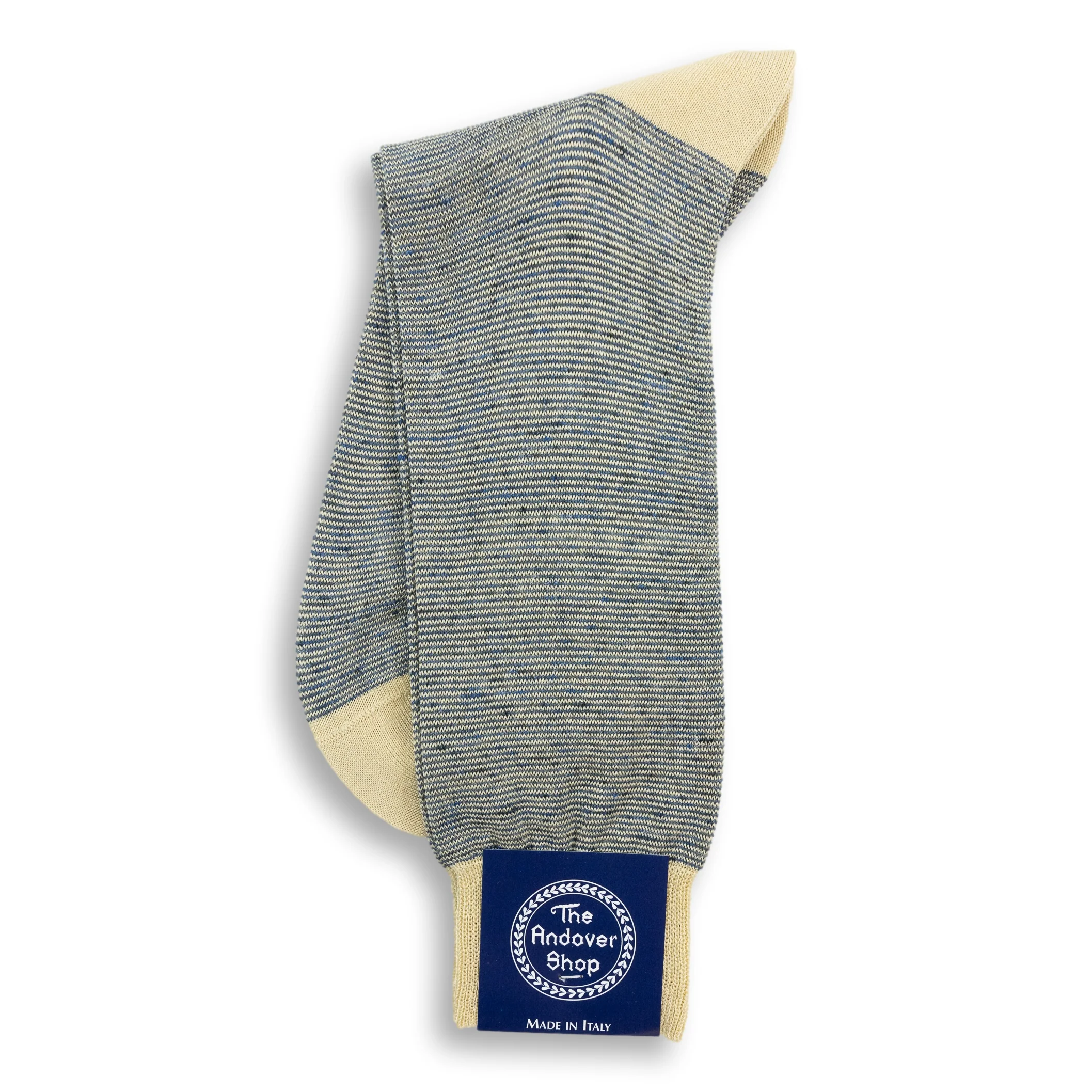 Mid-Calf Cotton and Linen Hairline Stripe Dress Sock - Image 4