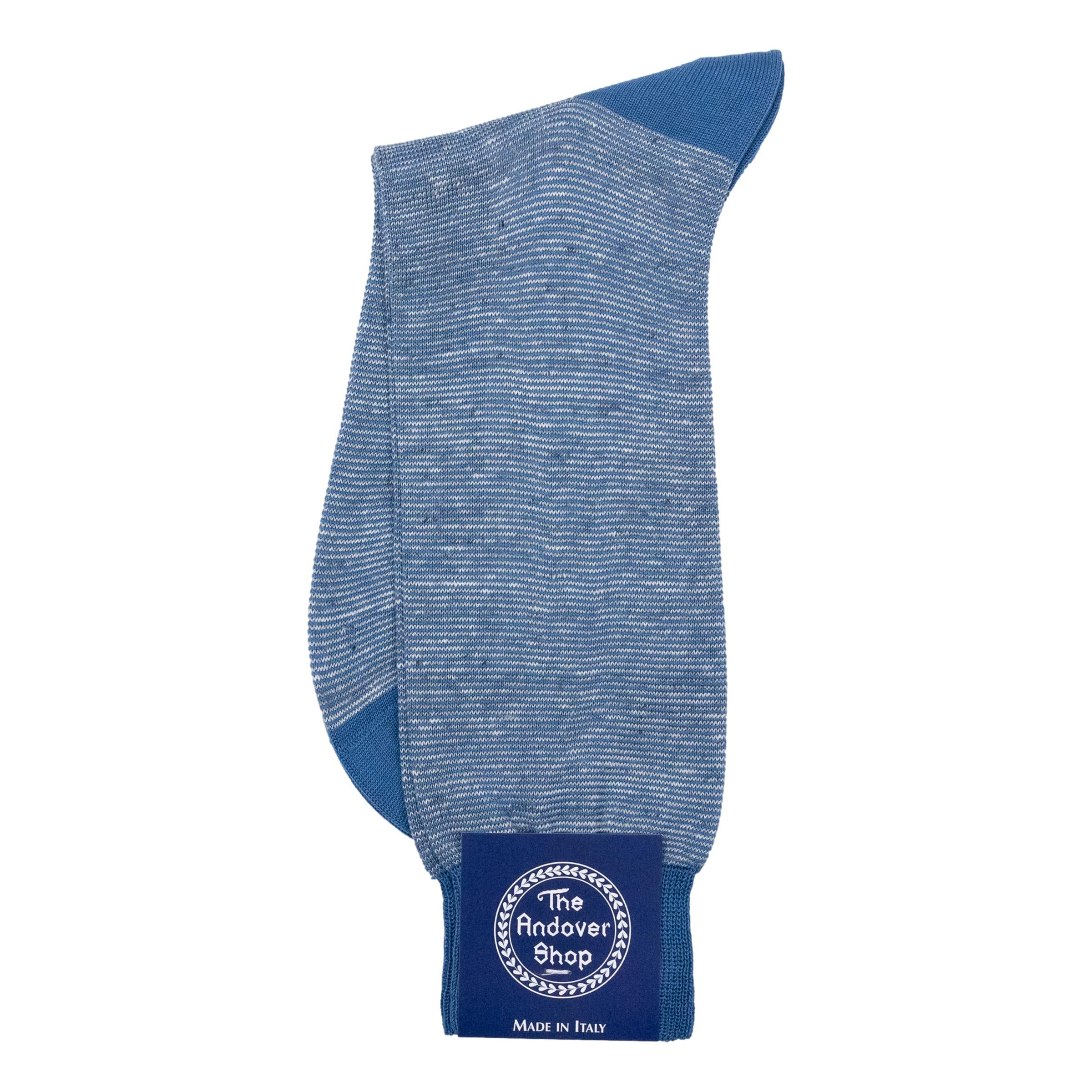 Mid-Calf Cotton and Linen Hairline Stripe Dress Sock - Image 5