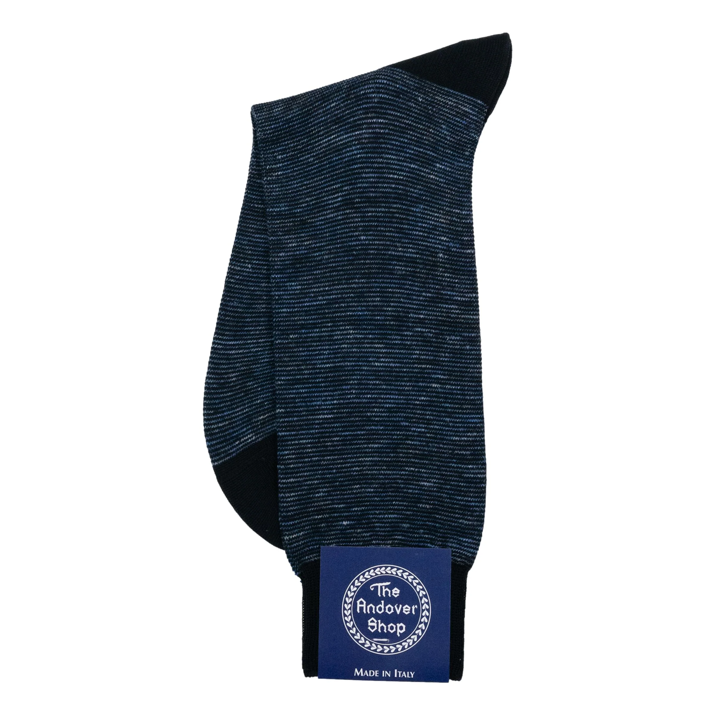 Mid-Calf Cotton and Linen Hairline Stripe Dress Sock - Image 6