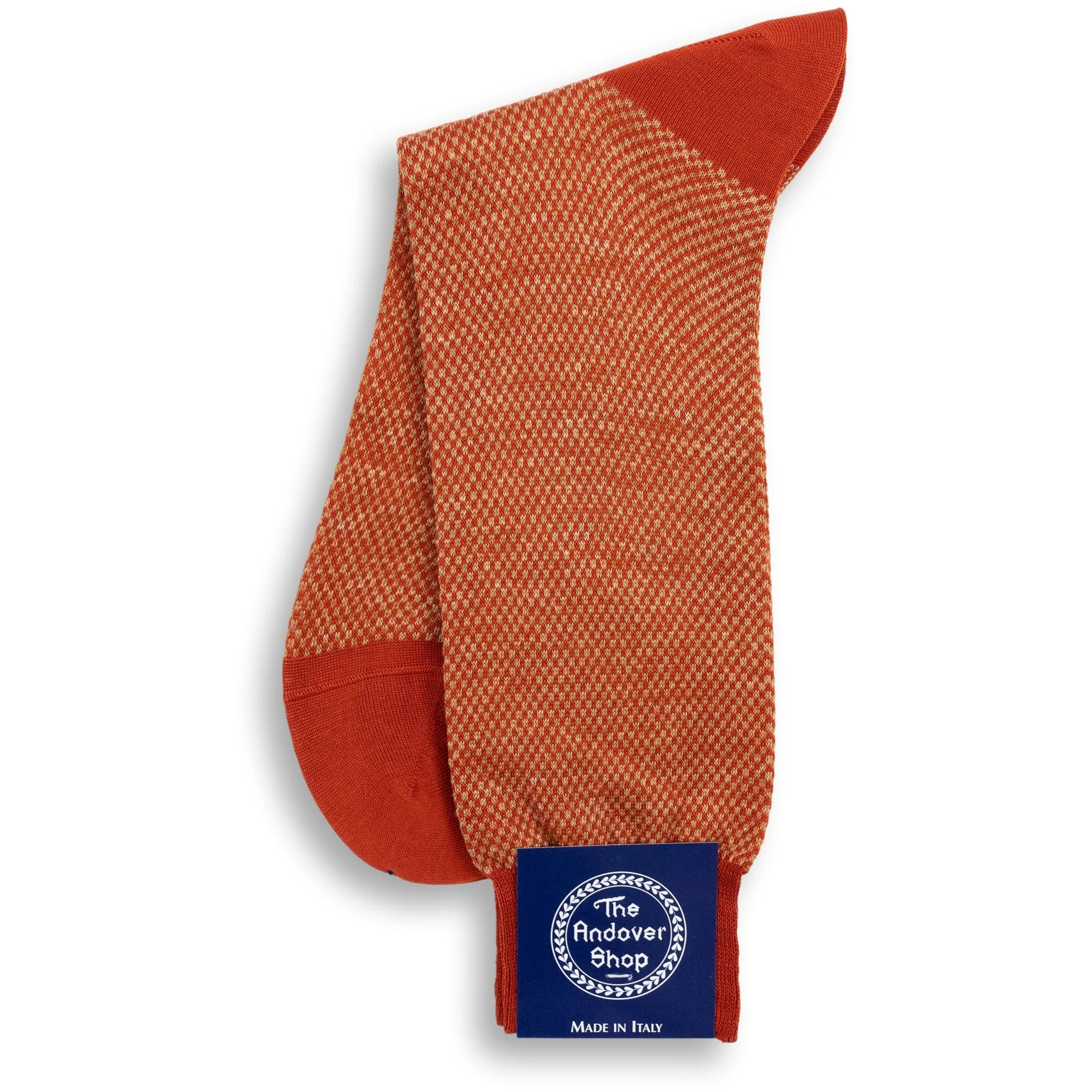 Mid-Calf Cotton and Linen Square and Birdseye Patterned Dress Sock - Image 2