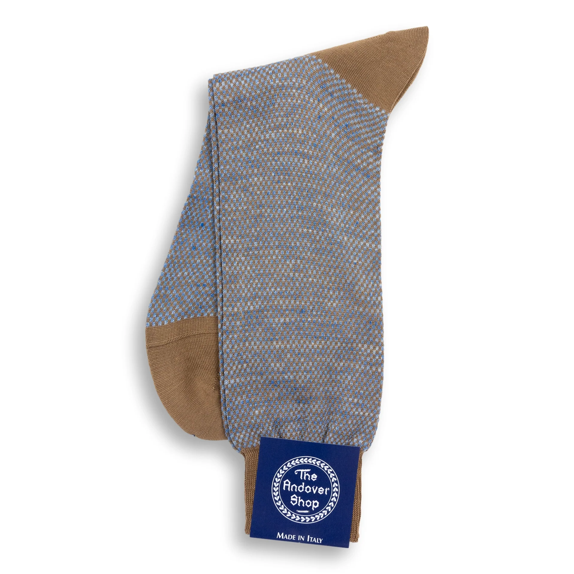 Mid-Calf Cotton and Linen Square and Birdseye Patterned Dress Sock - Image 3