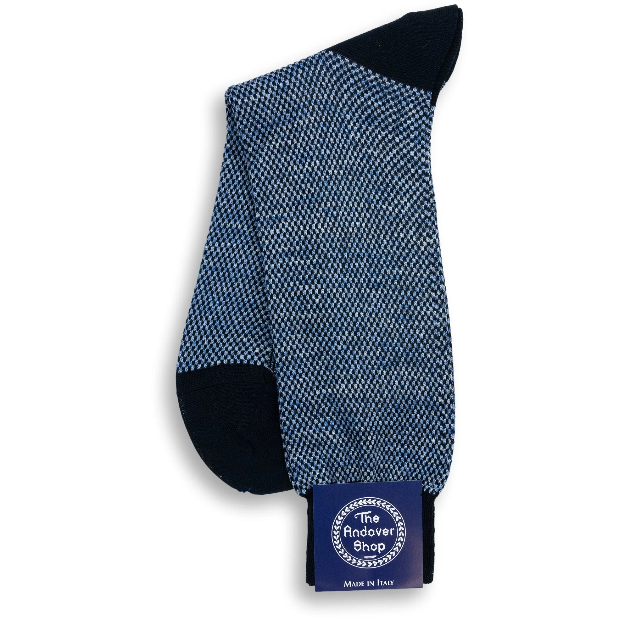 Mid-Calf Cotton and Linen Square and Birdseye Patterned Dress Sock - Image 4