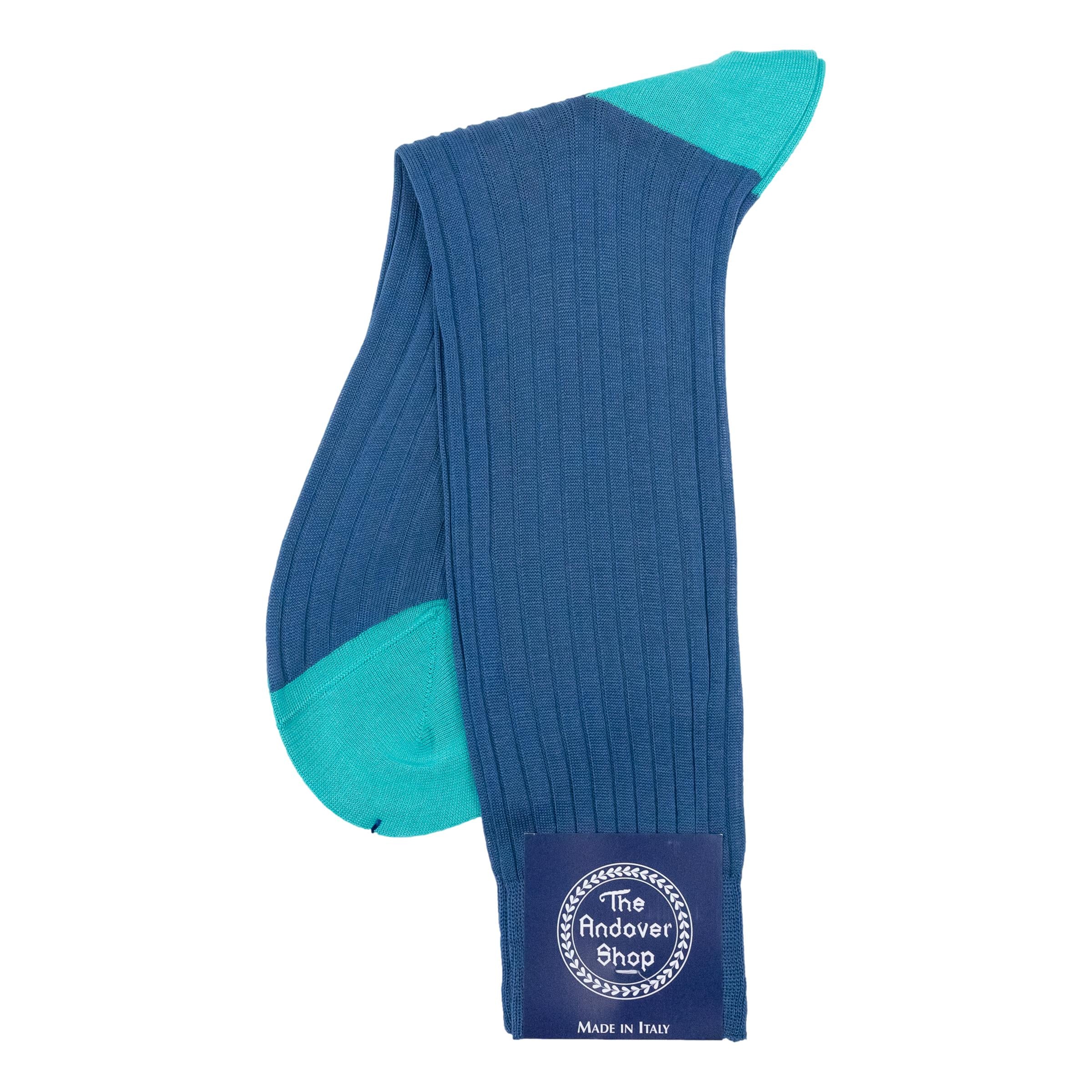Mid-Calf Cotton Ribbed Two Tone Dress Sock - Image 3