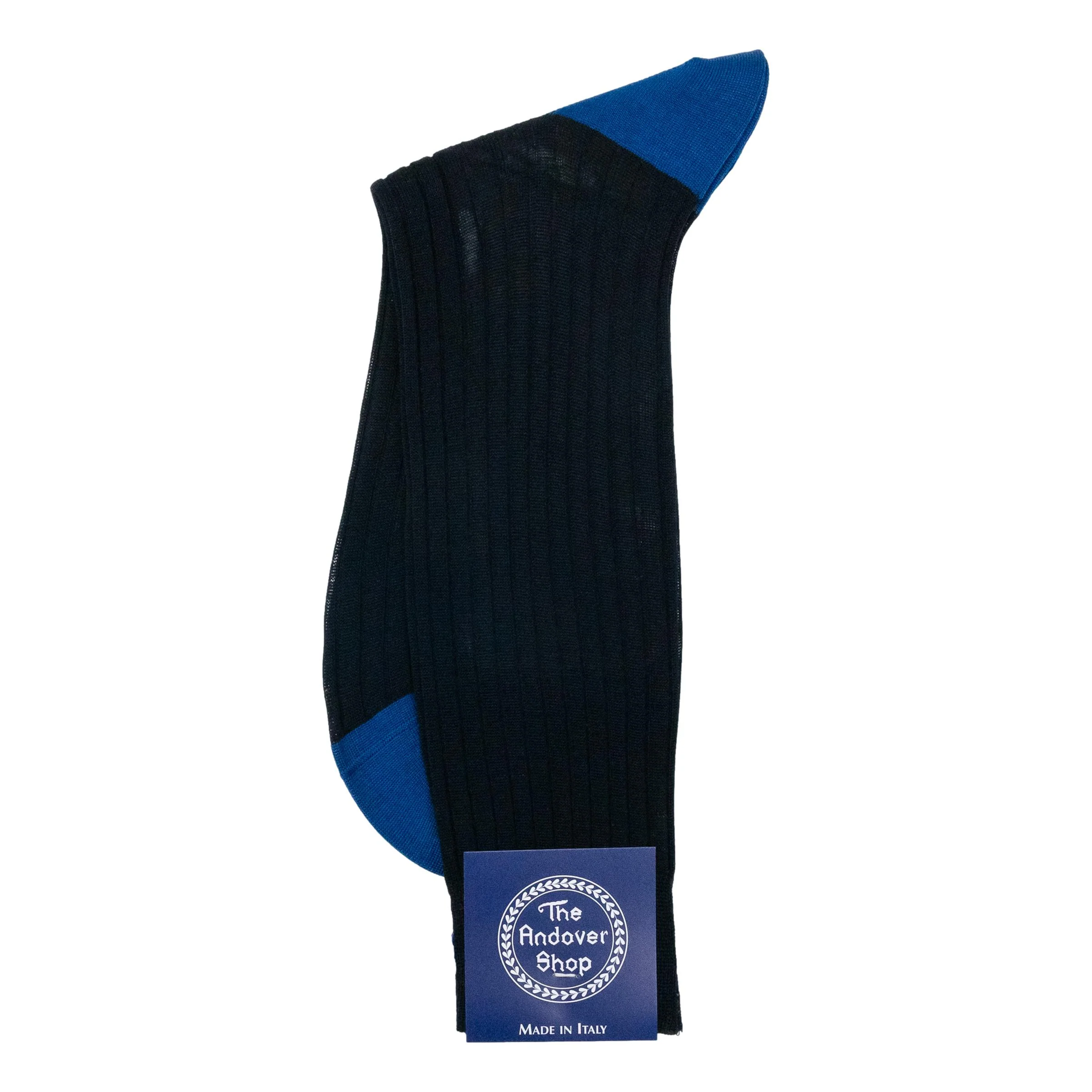 Mid-Calf Cotton Ribbed Two Tone Dress Sock - Image 8