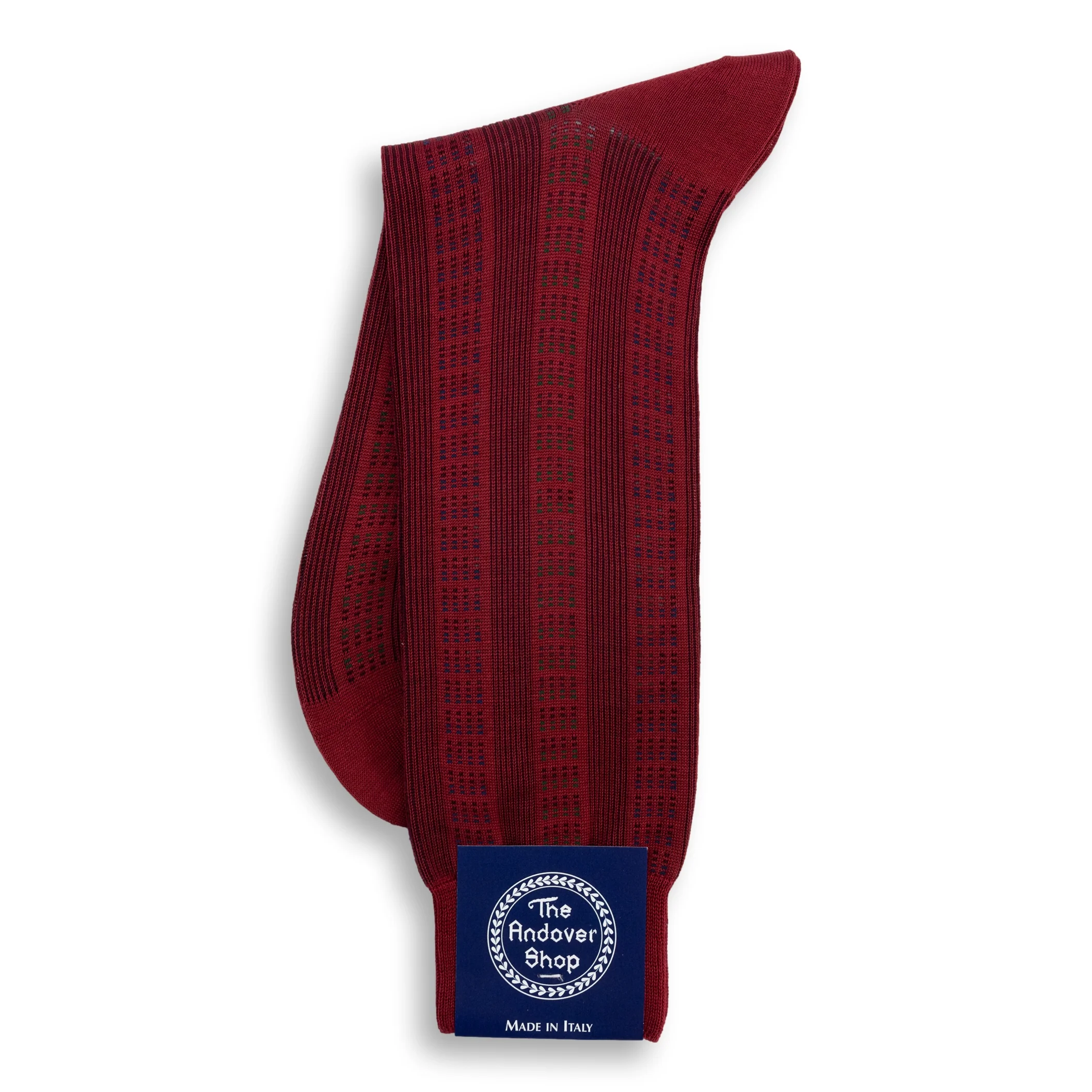 Mid-Calf Cotton Square and Stripe Patterned Dress Sock - Image 2