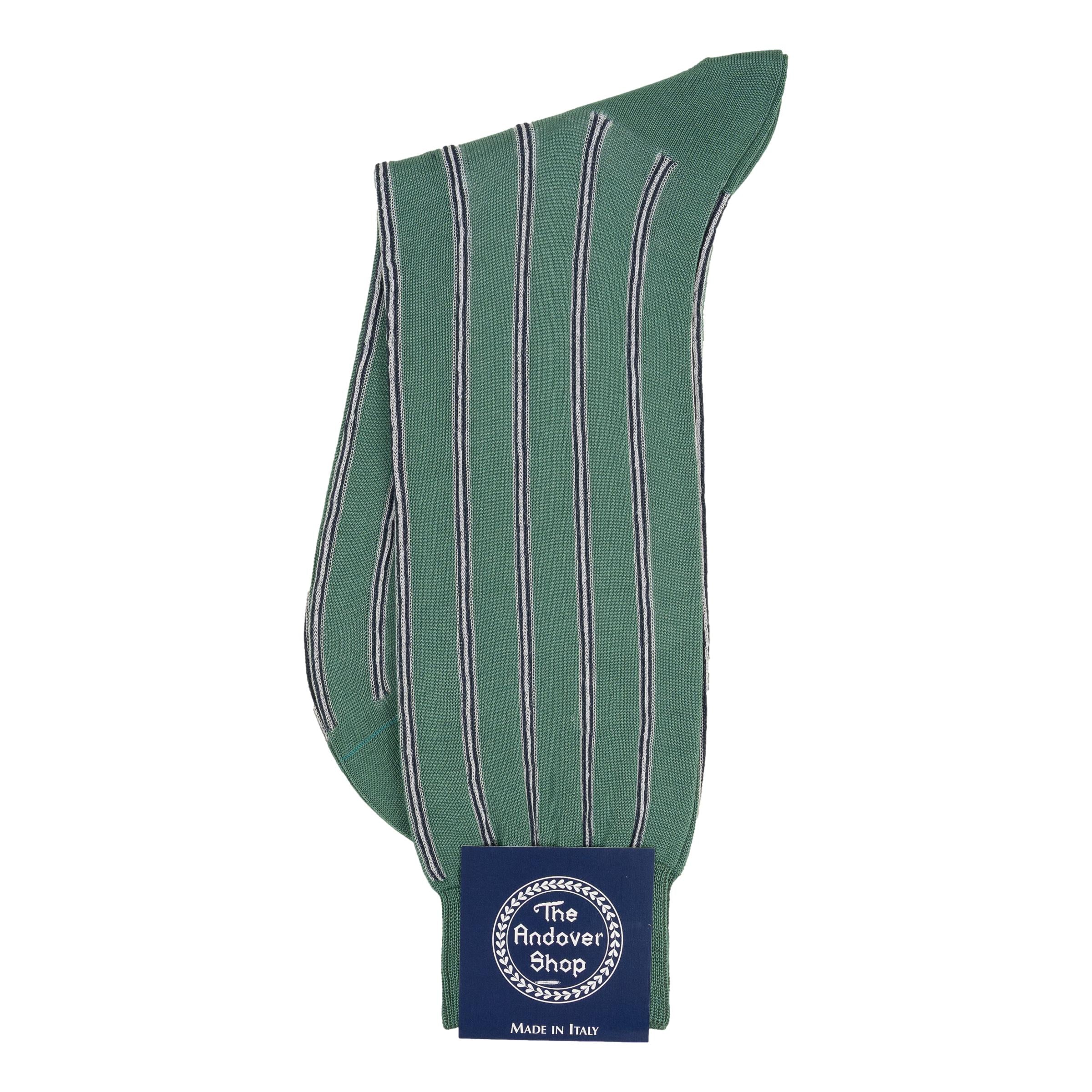 Mid-Calf Cotton Vertical Striped Dress Sock - Image 2