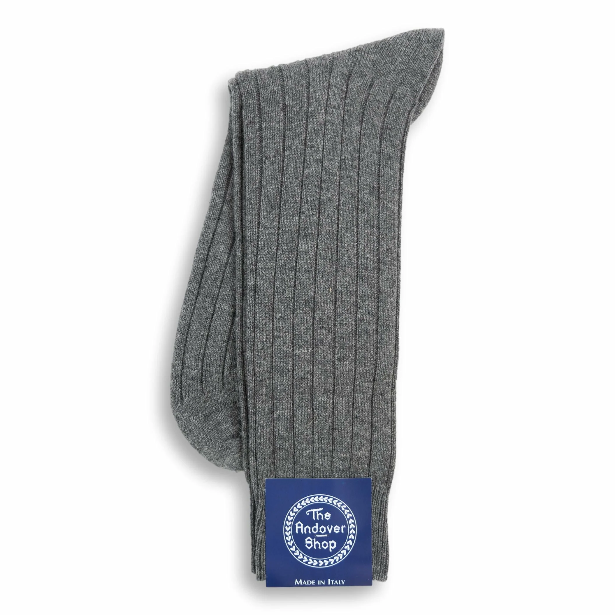 Mid-Calf Pure Cashmere Ribbed Dress Sock - Image 2