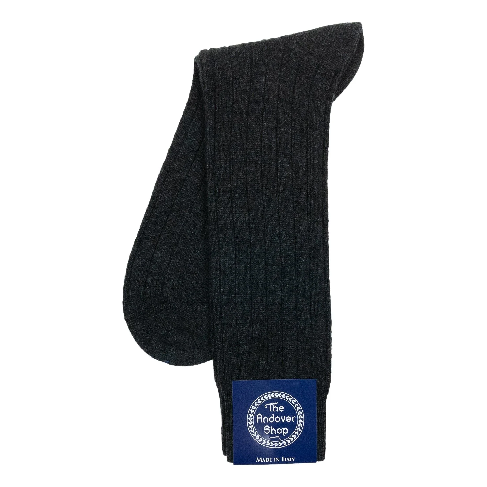 Mid-Calf Pure Cashmere Ribbed Dress Sock - Image 8