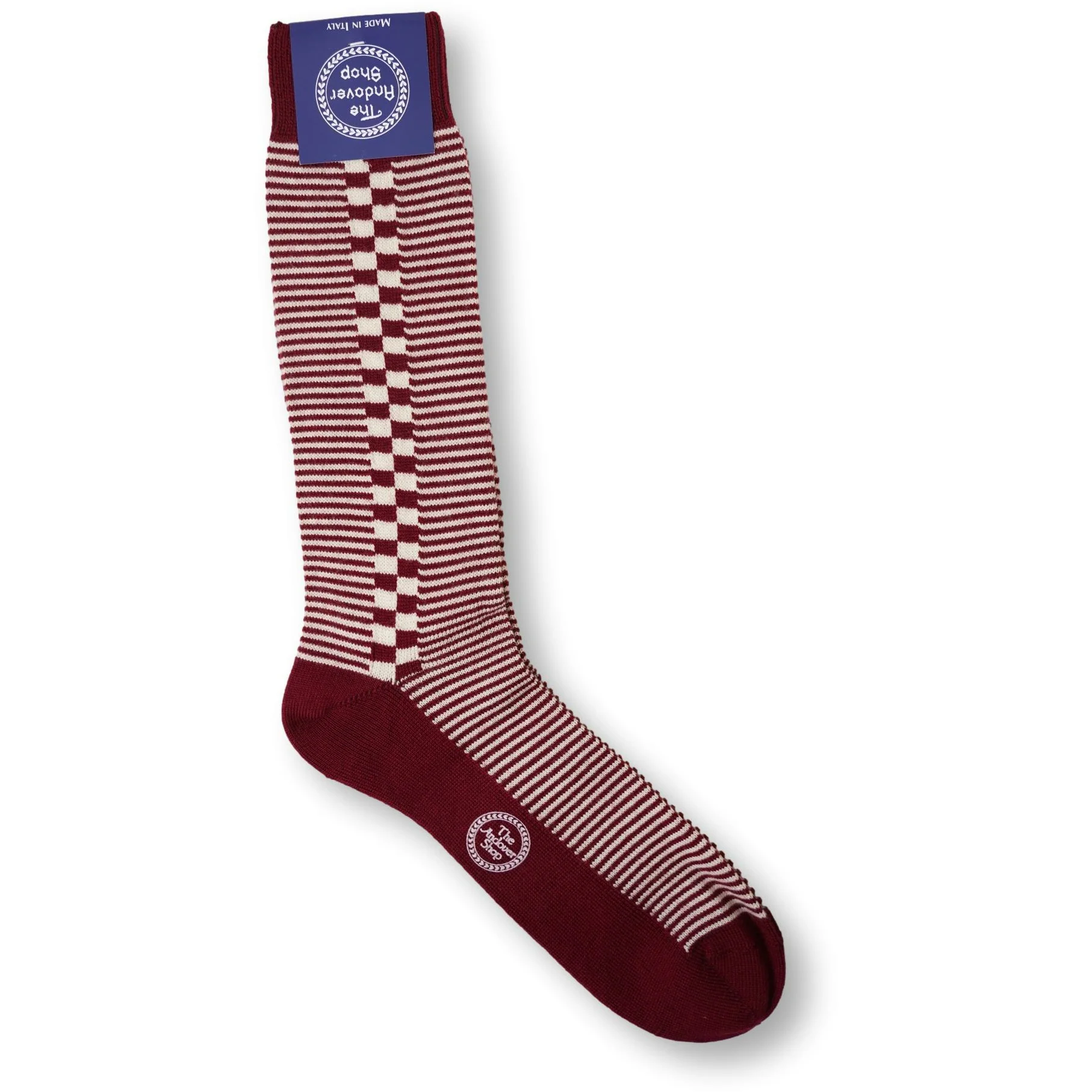 Mid-calf Stripes and Checks Wool Dress Socks - Image 2