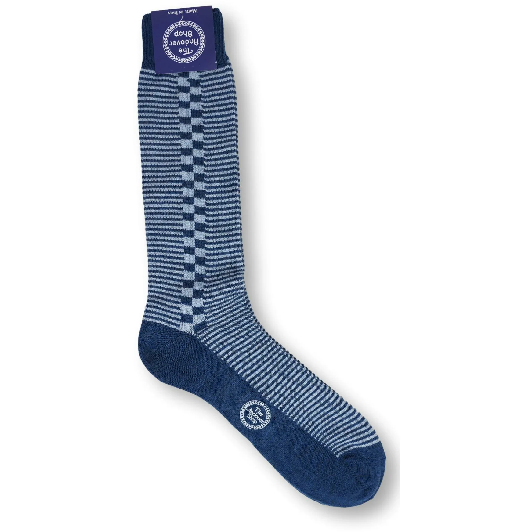 Mid-calf Stripes and Checks Wool Dress Socks - Image 3
