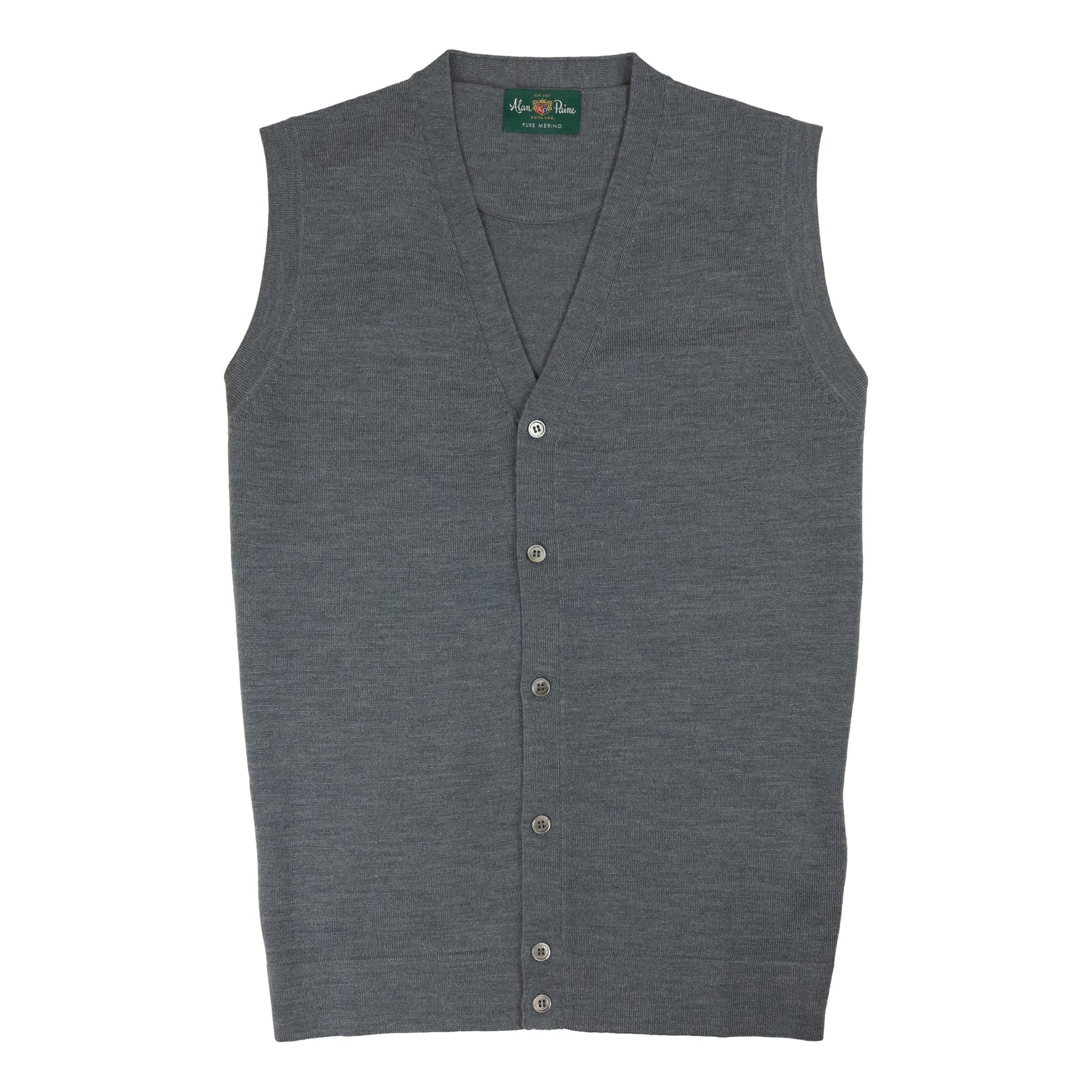 Modbury Button Front Merino Wool Sweater Vest - Image 2