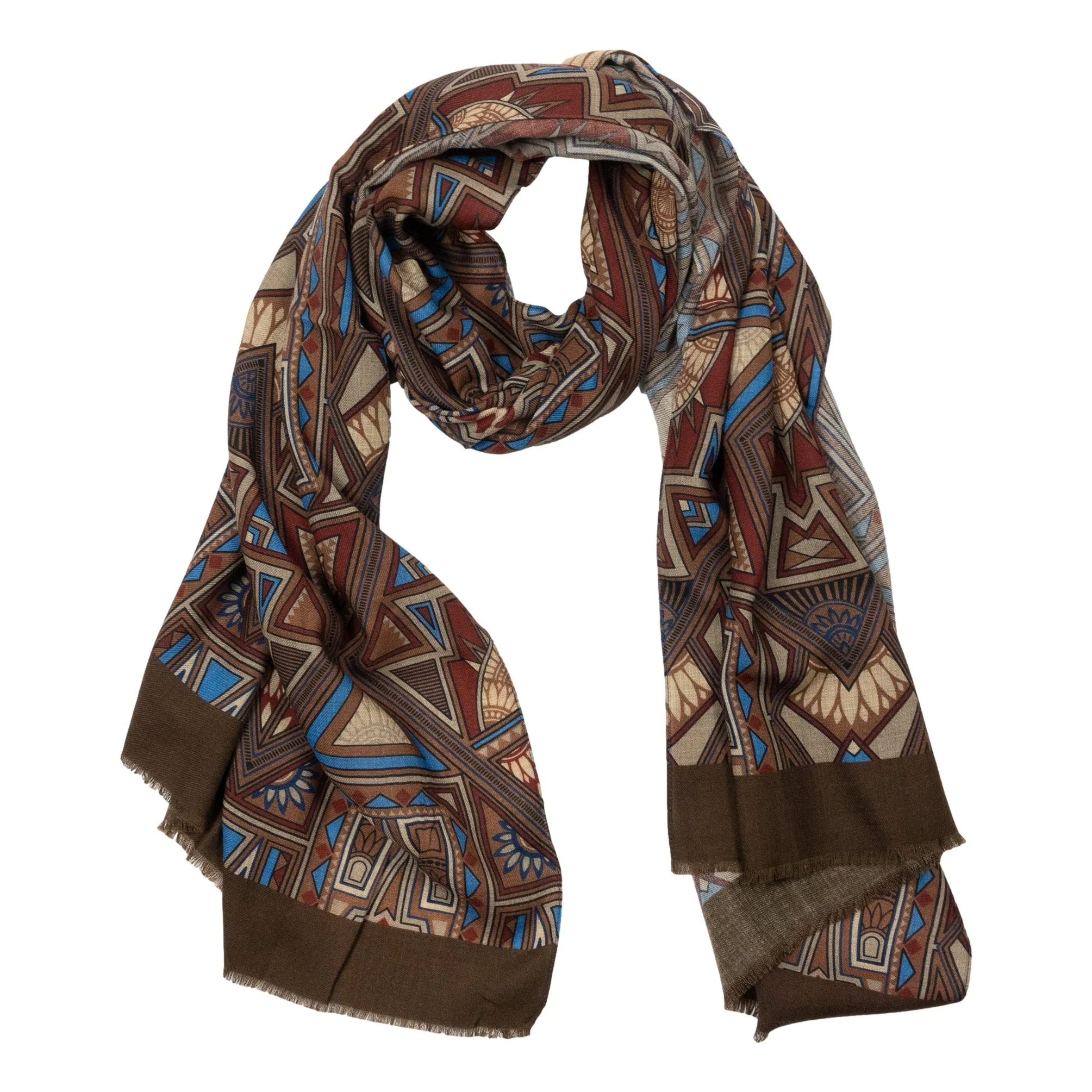 Mosaic Patterned Wool Scarf - Image 3