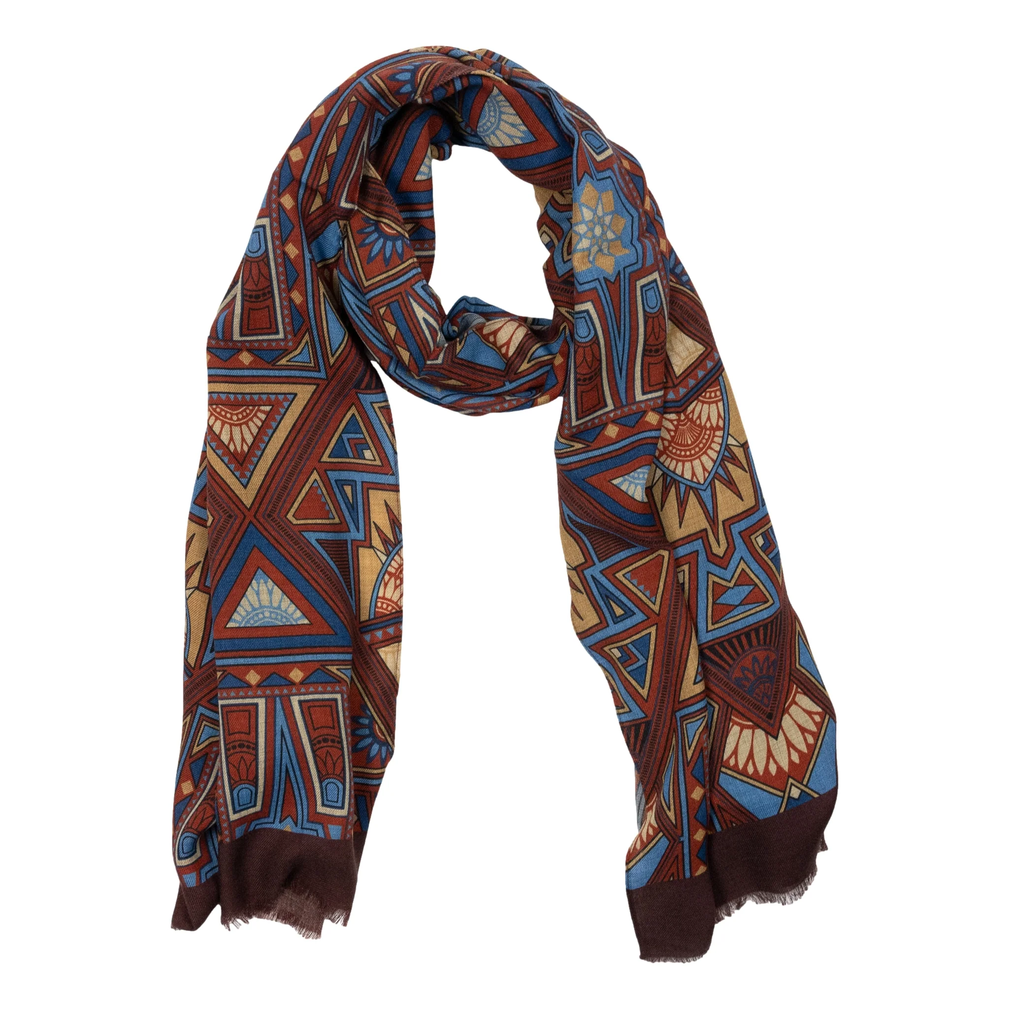 Mosaic Patterned Wool Scarf - Image 5