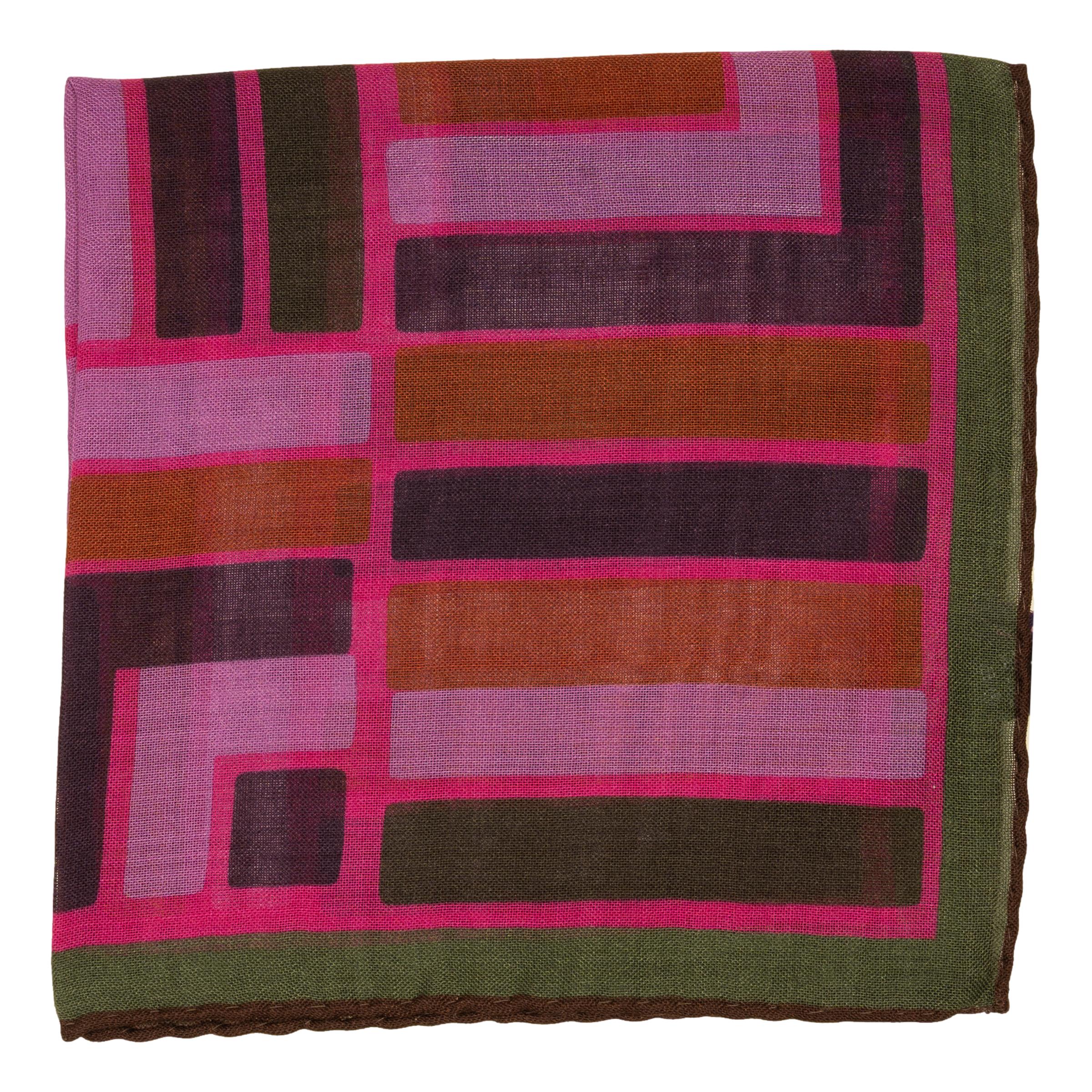 Multicolor Bar Wool and Silk Pocket Square - Image 2