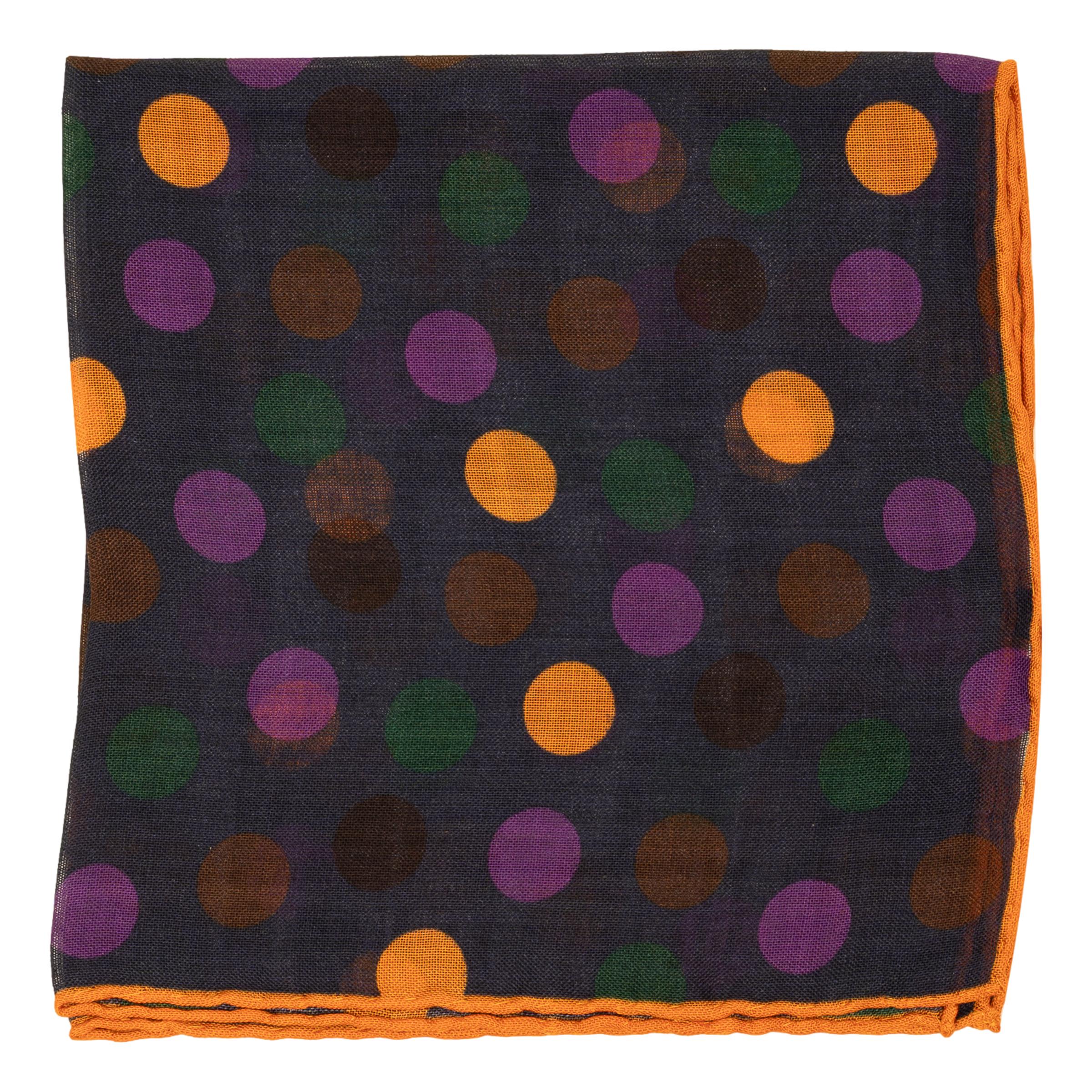 Multicolor Polka Dot Wool and Silk Pocket Square - Image 2