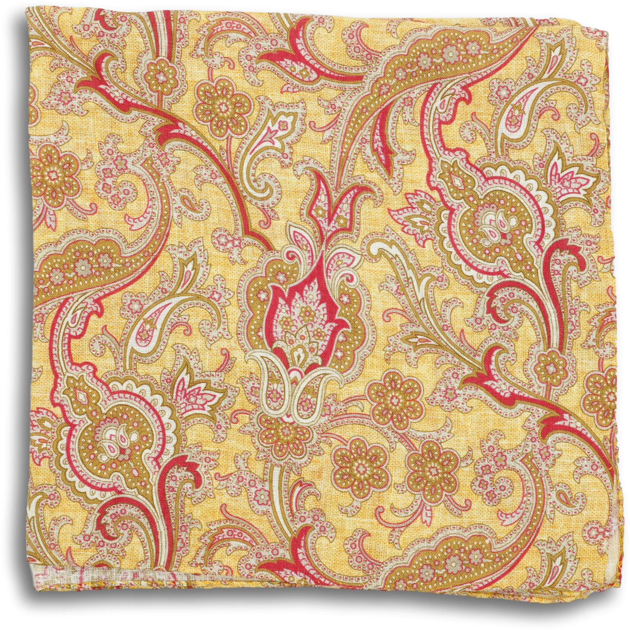 Multicolored Paisley Patterned Linen Pocket Square - Image 2