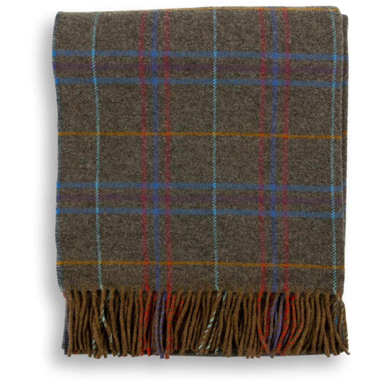 Multicolored Plaid 100% Lambswool Blanket - Image 13