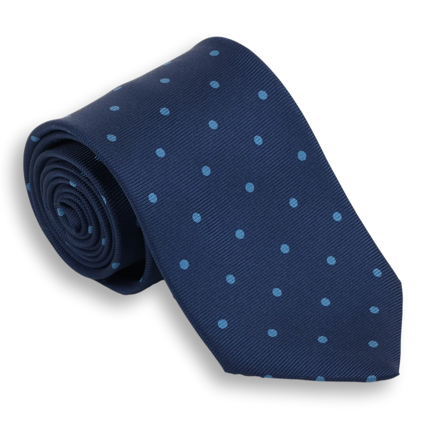 Navy with Polka Dots Silk Tie - Image 5