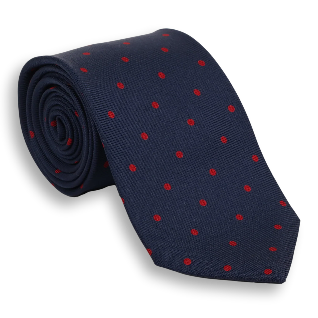 Navy with Polka Dots Silk Tie - Image 6