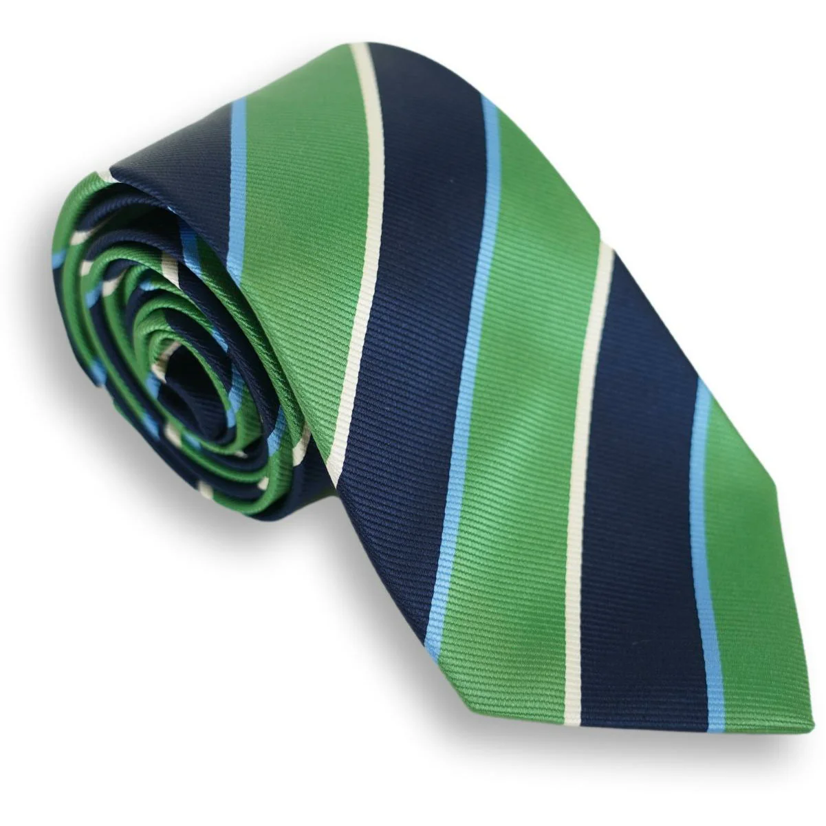 Navy with White and Sky Blue Repp Stripe Tie - Image 2