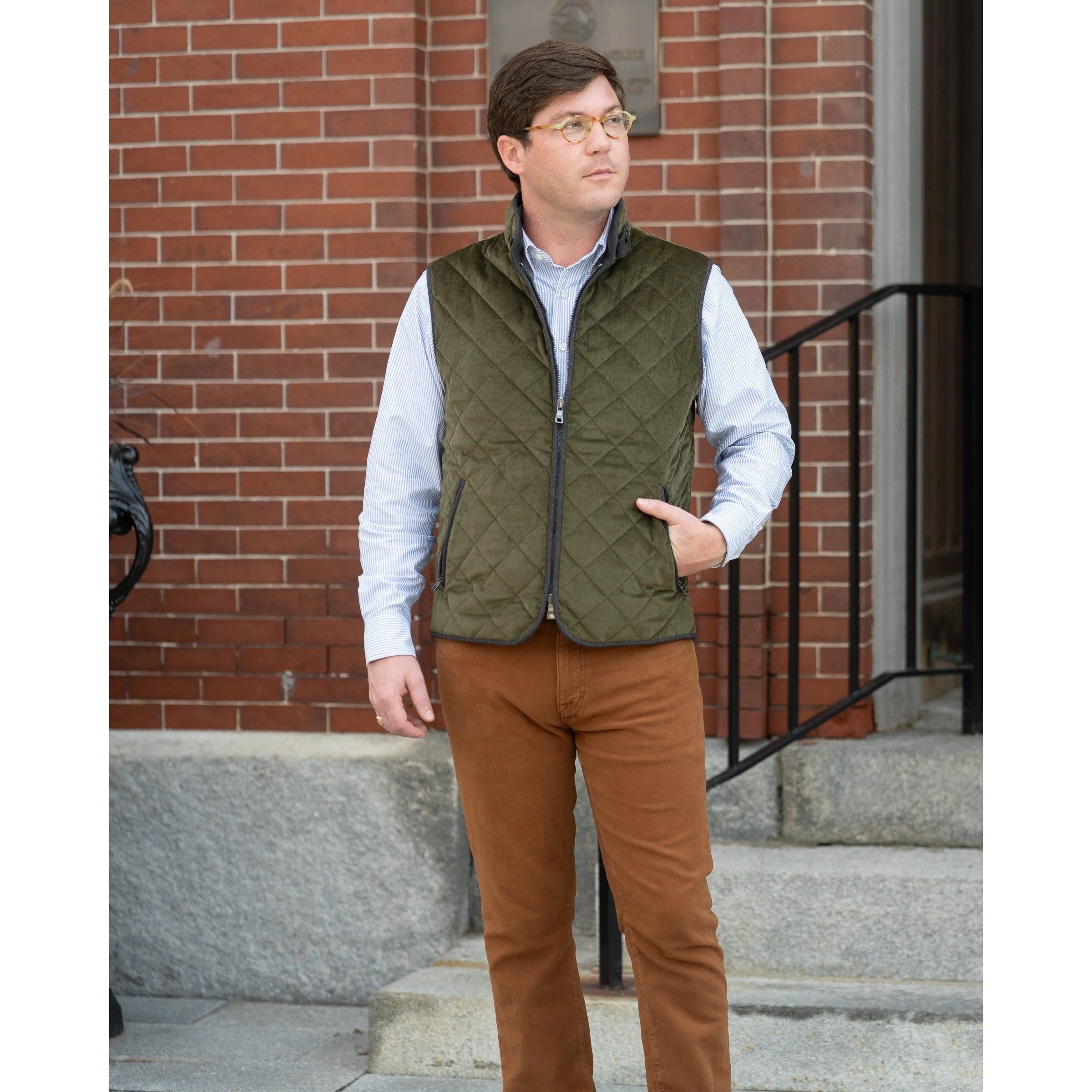 Olive Corduroy Waterville Vest - Image 2