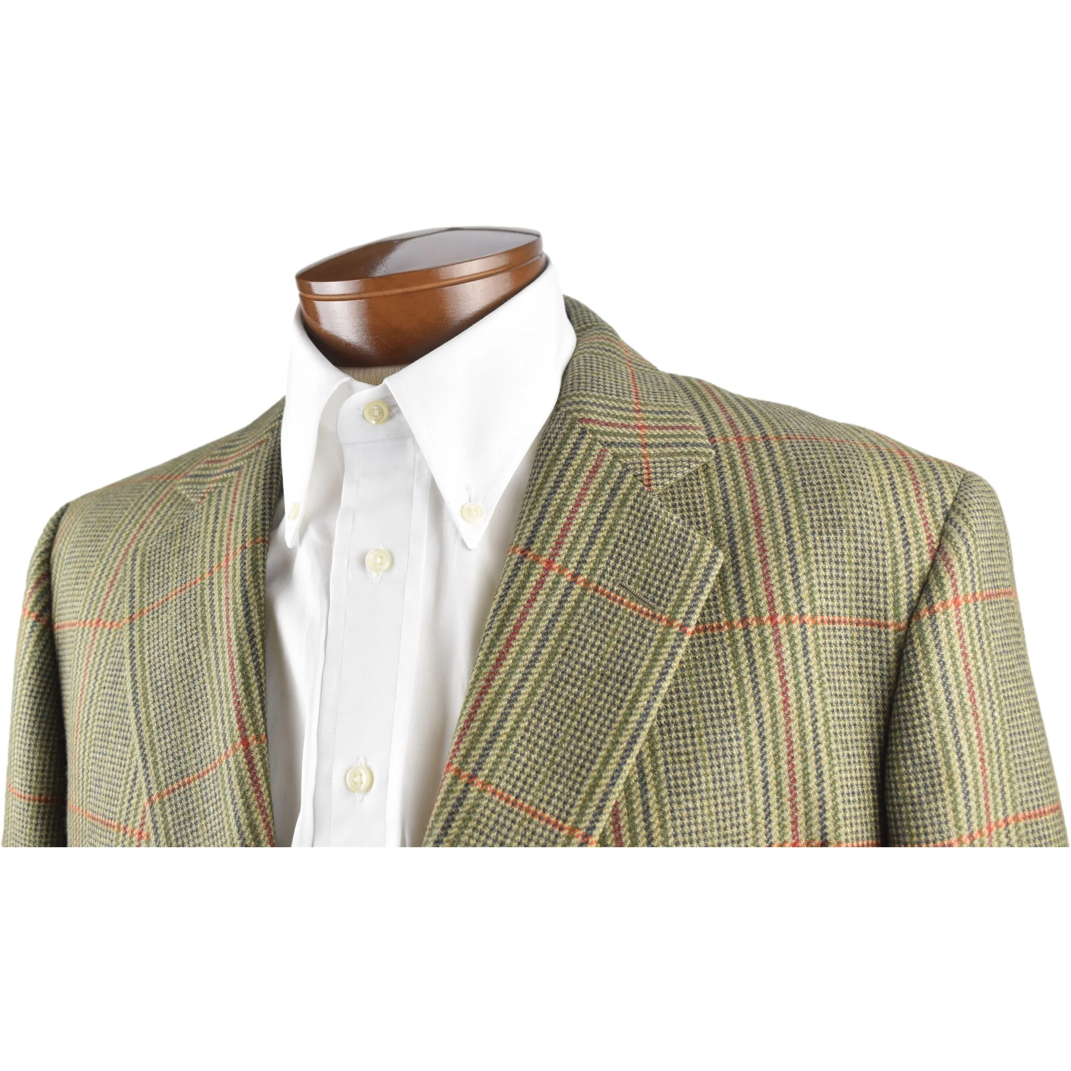 Olive Green Glen Plaid with Brick Red and Burnt Orange Windowpane Sport Coat - Image 2
