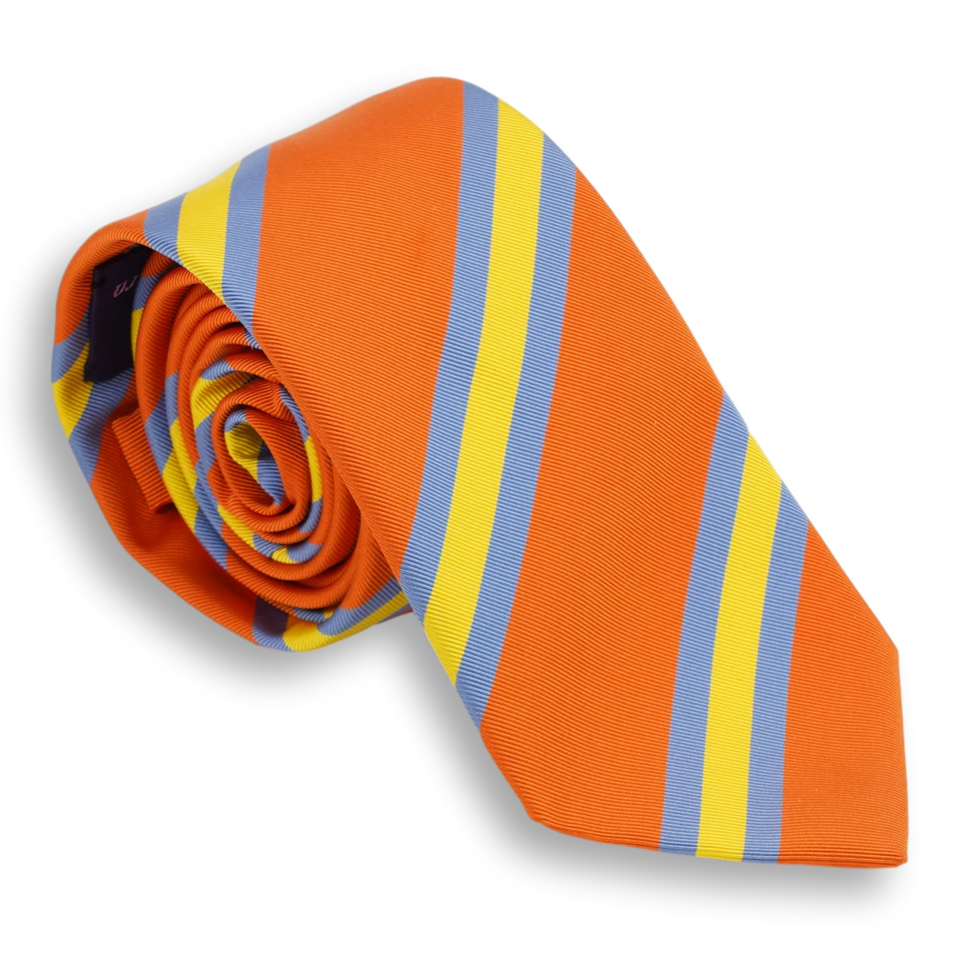 Orange and Sky Blue/Yellow Mogador Stripe Silk Tie - Image 3
